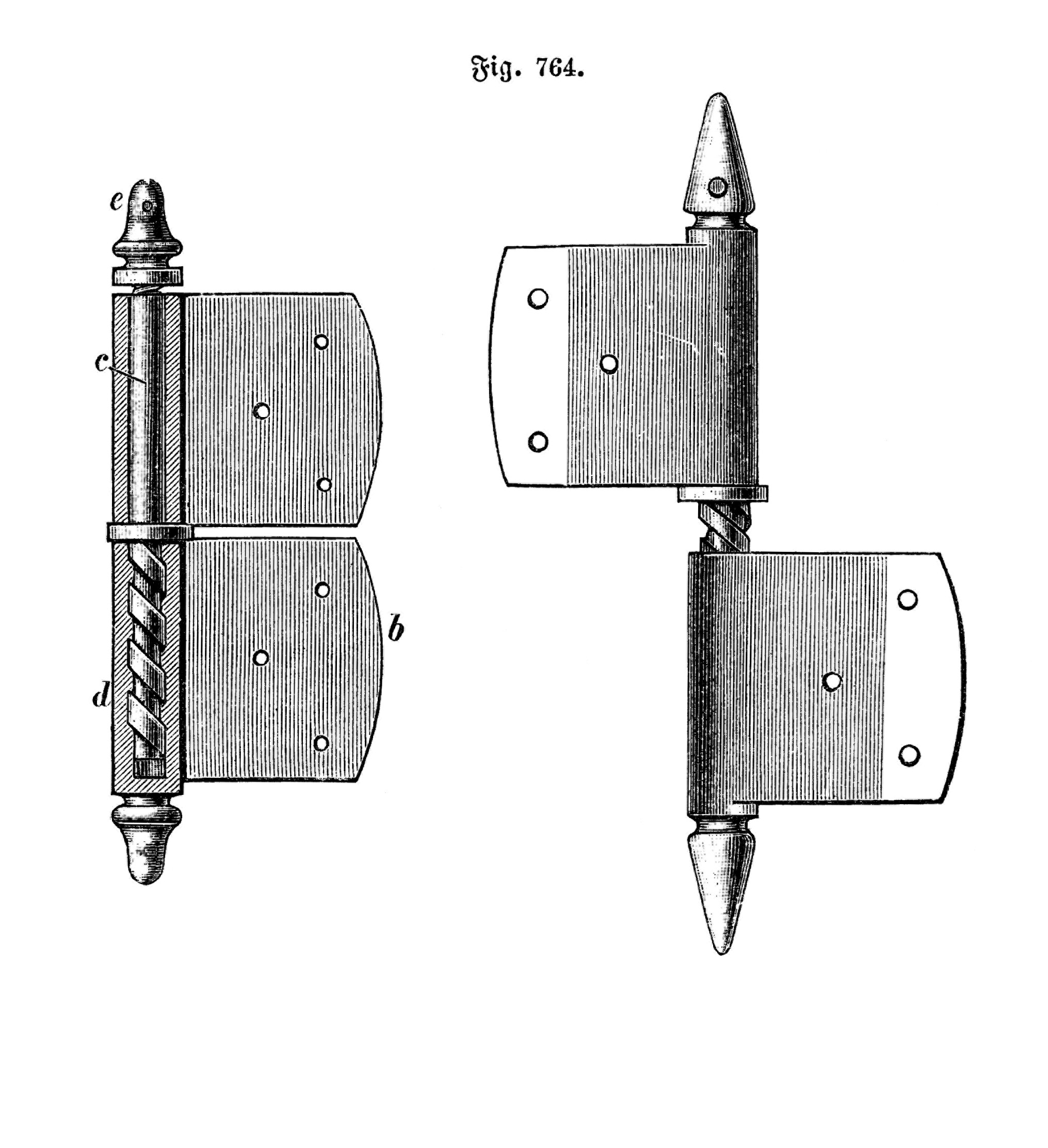 Fig. 764. // Fischband mit Schneckengewinde [Anm. d. Red.]