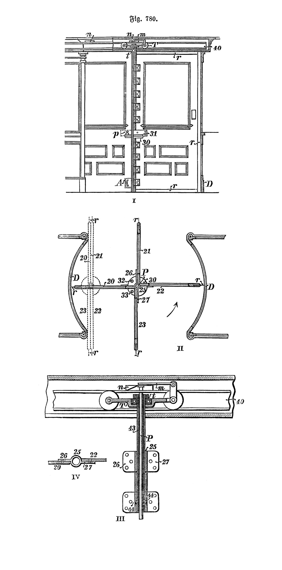 Fig. 780. // Konstruktion Drehtür [Anm.d.Red.]
