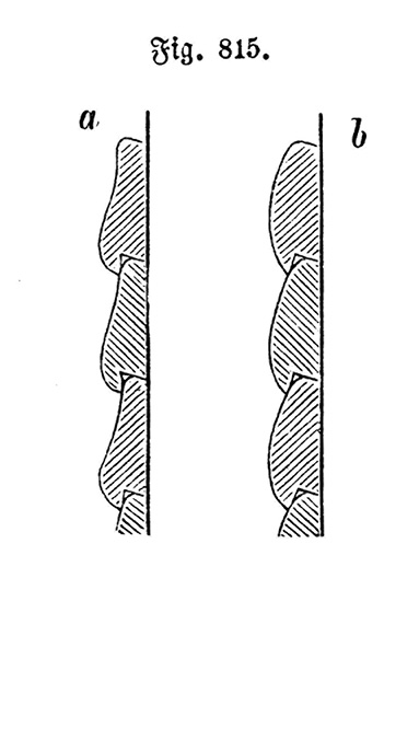 Fig. 815. // Detail aufgeleimter Leisten auf Leinwand [Anm. d. Red.]