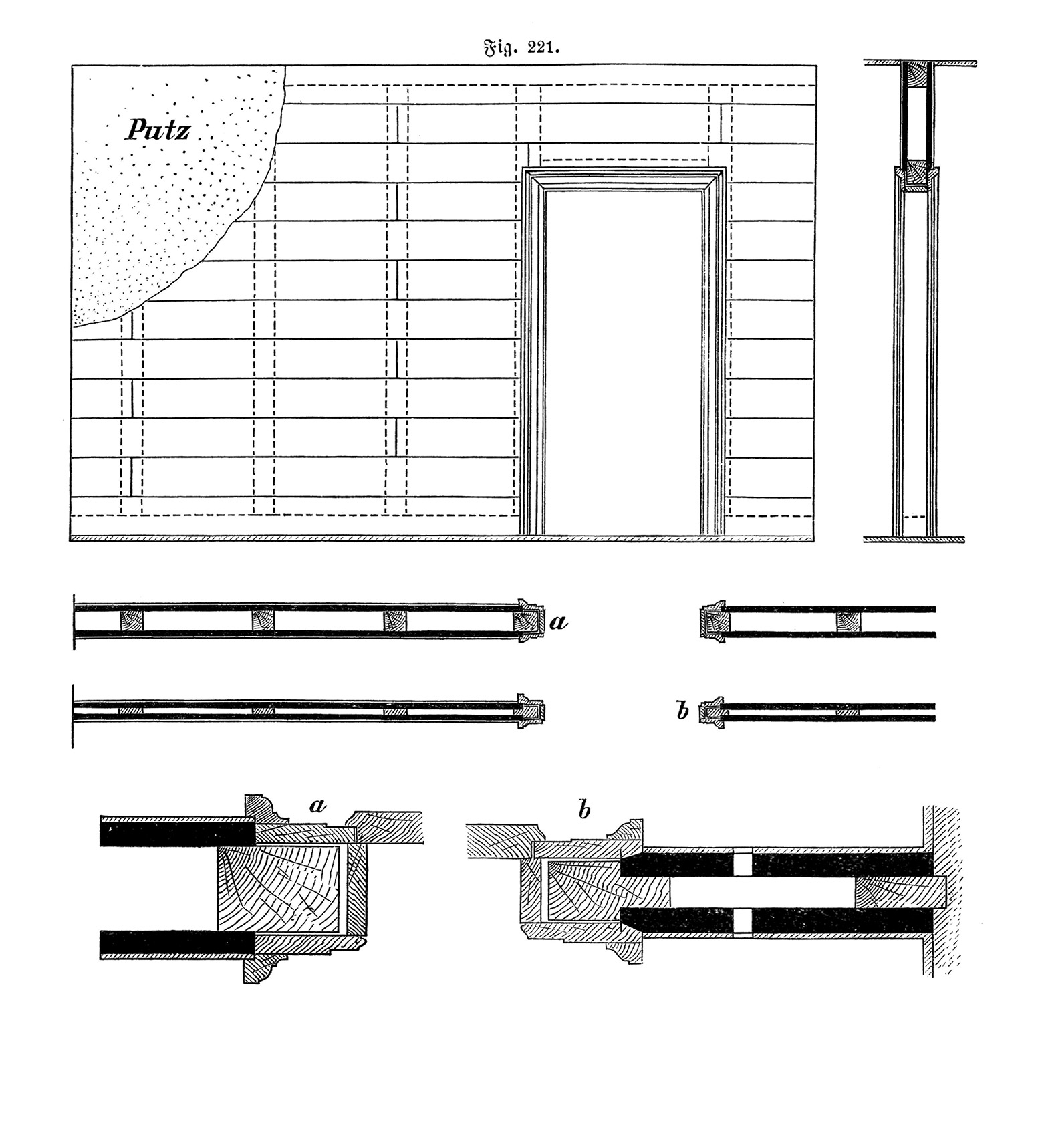 Fig.221. // Leichte Trennwand (Holz + Putz)