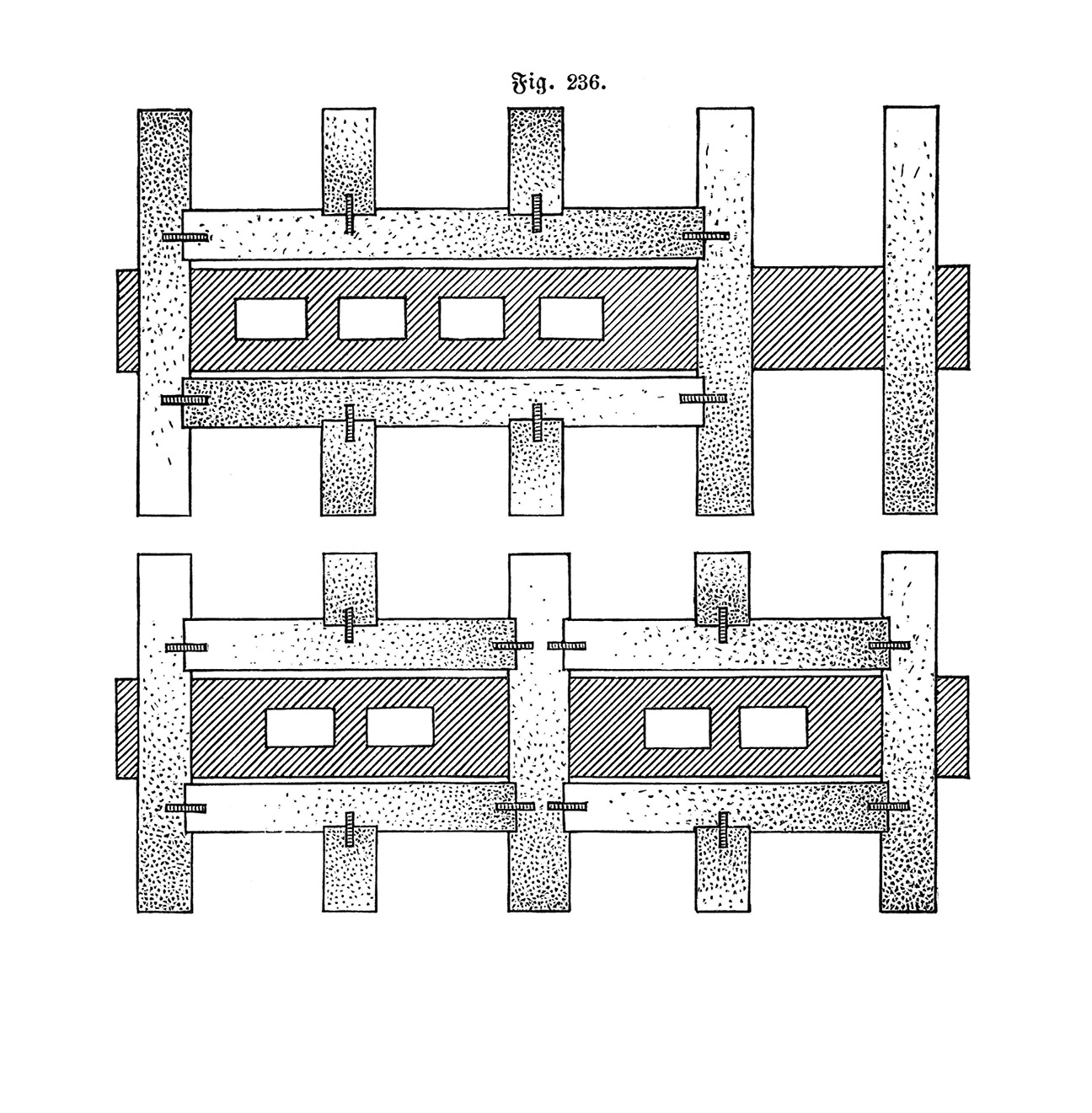 Fig.236. // Wechsel an tragender Mittelwand für Kaminzüge [Anm. d. Red.]