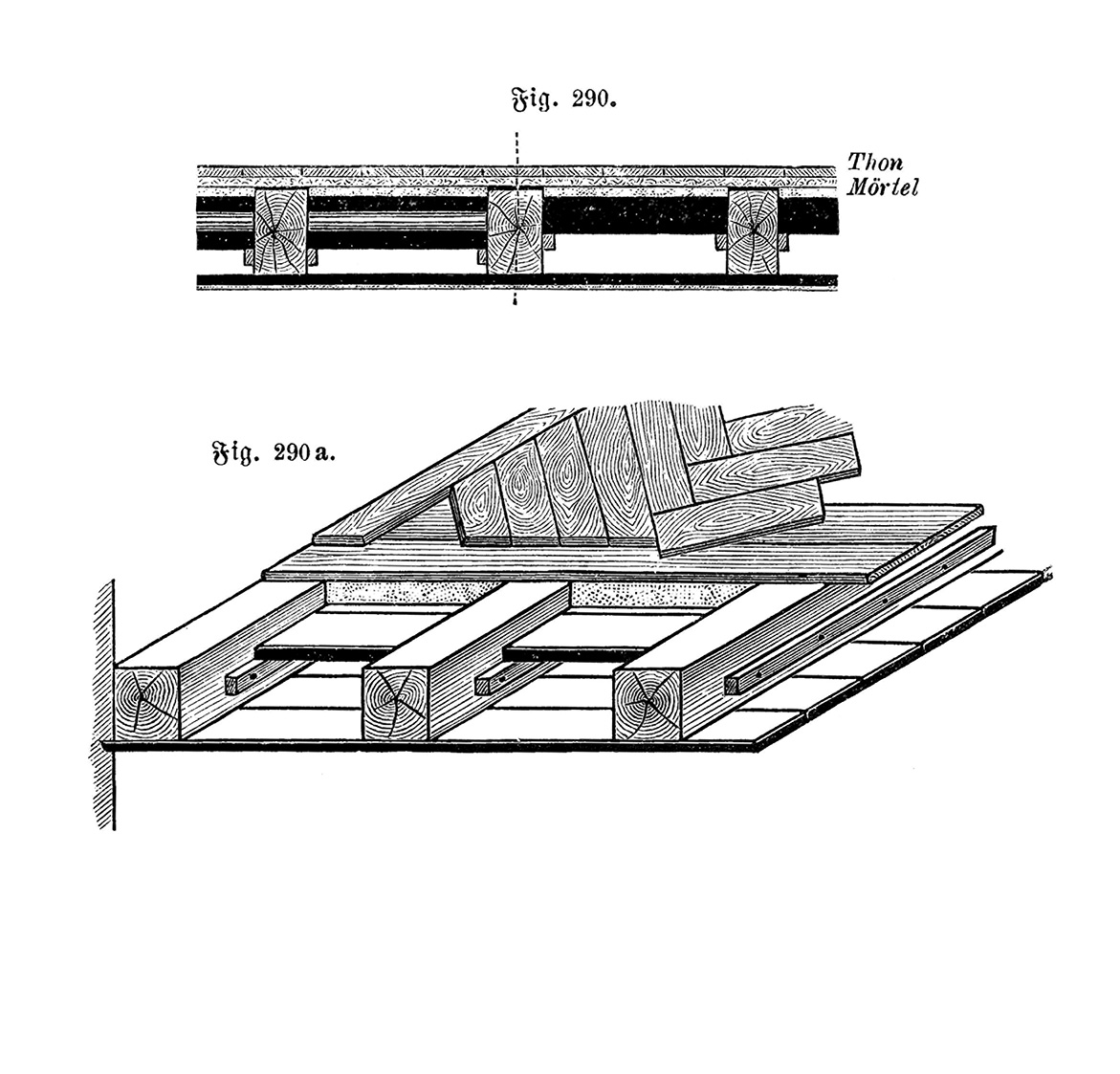 Holzbalkendecke mit Gipsdielen als Blindboden