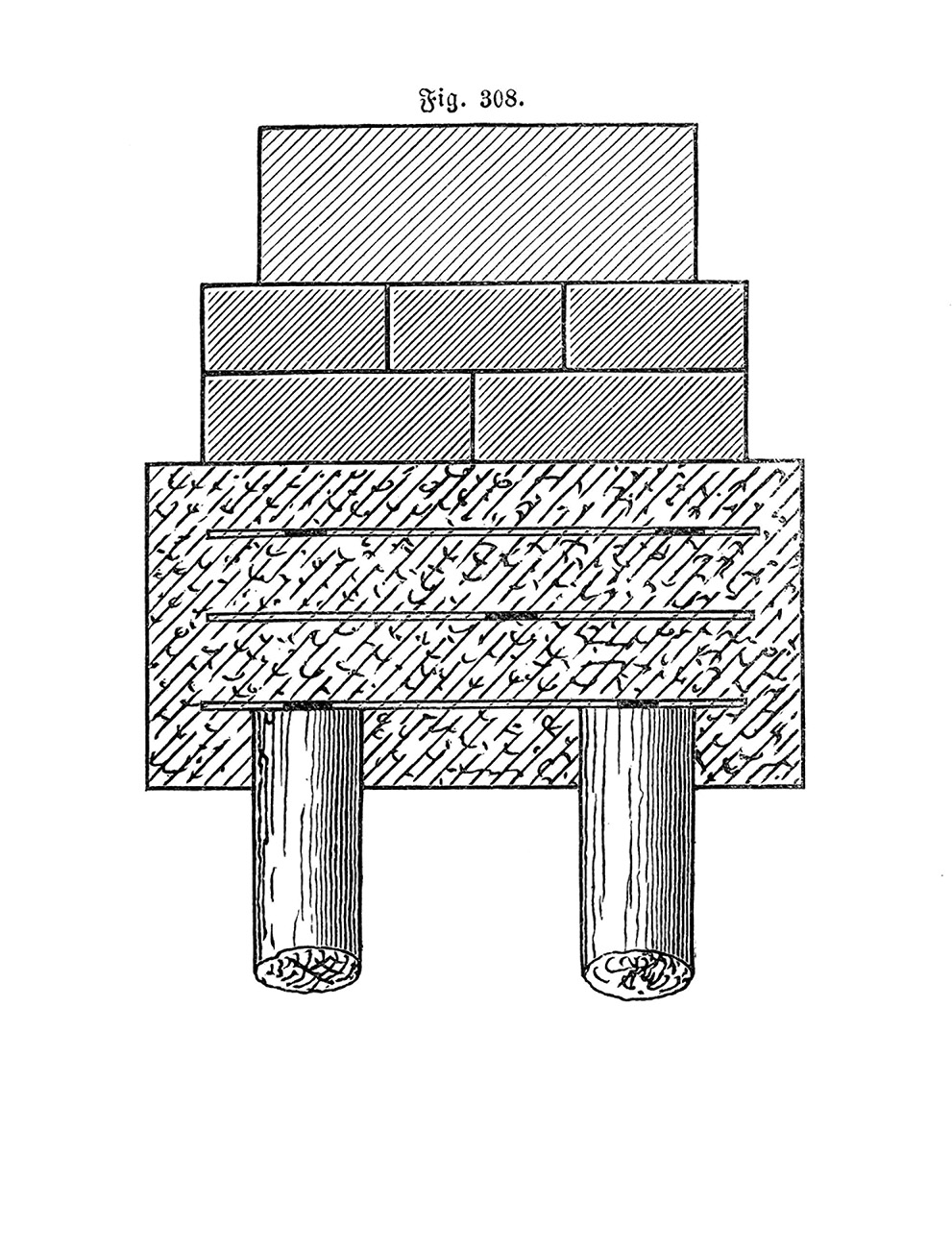 Holzpfahlgründung mit Stampfbetonbalken