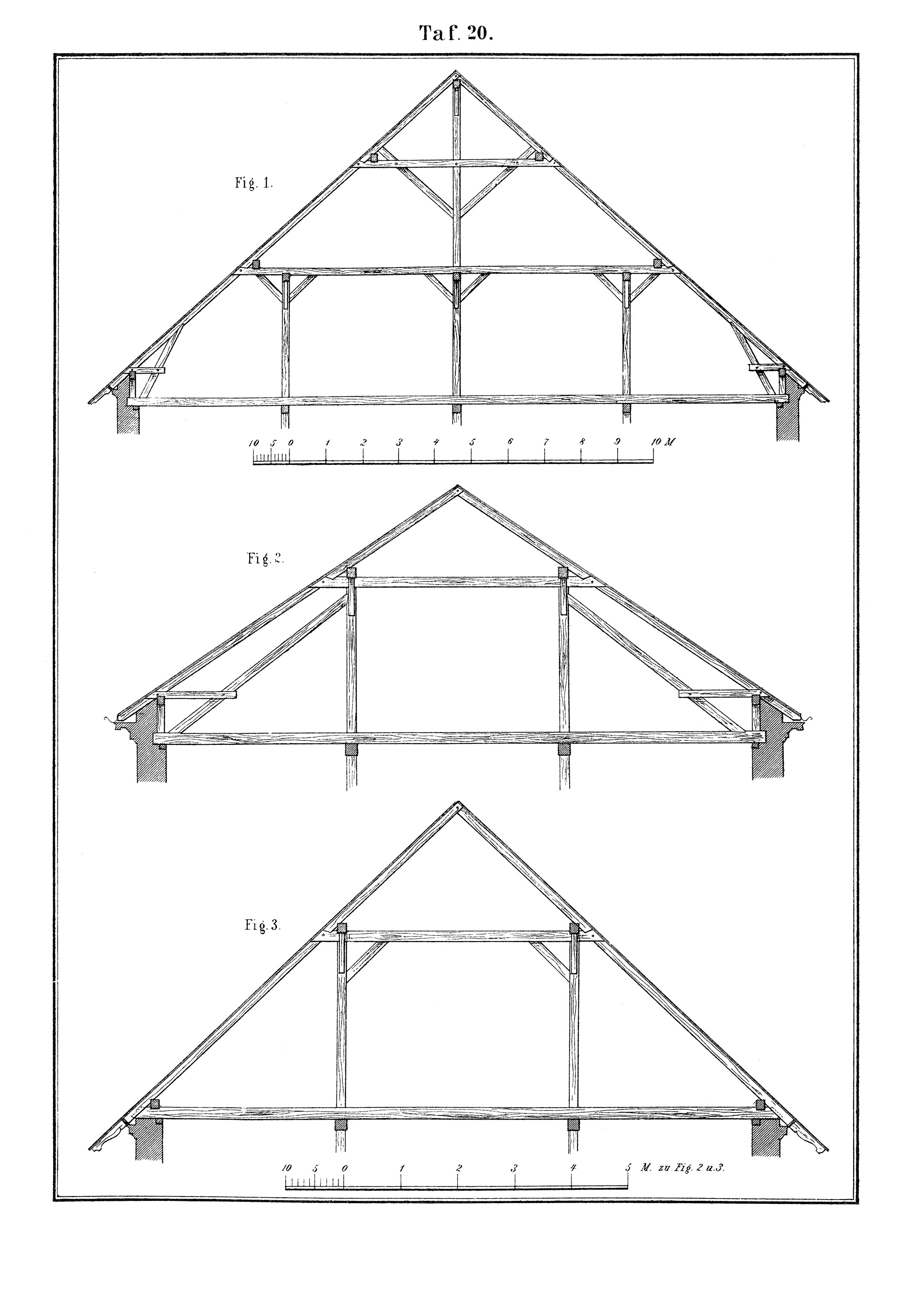Tafel 20. // Dachstühle mit Zwischenpfetten [Anm. d. Red.]
