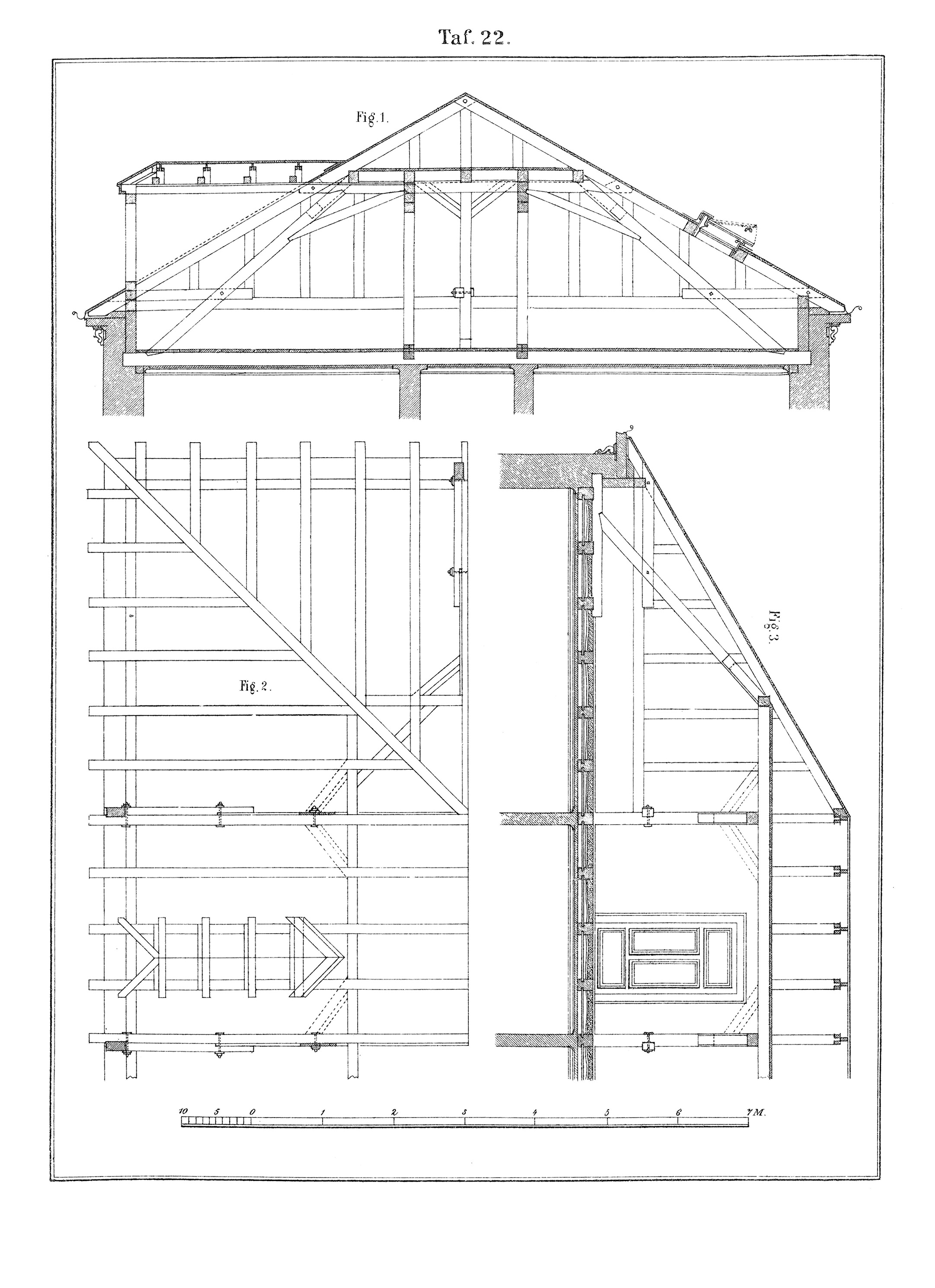 Taf. 22. // Dachstuhl mit Gaube [Anm. d. Red.]