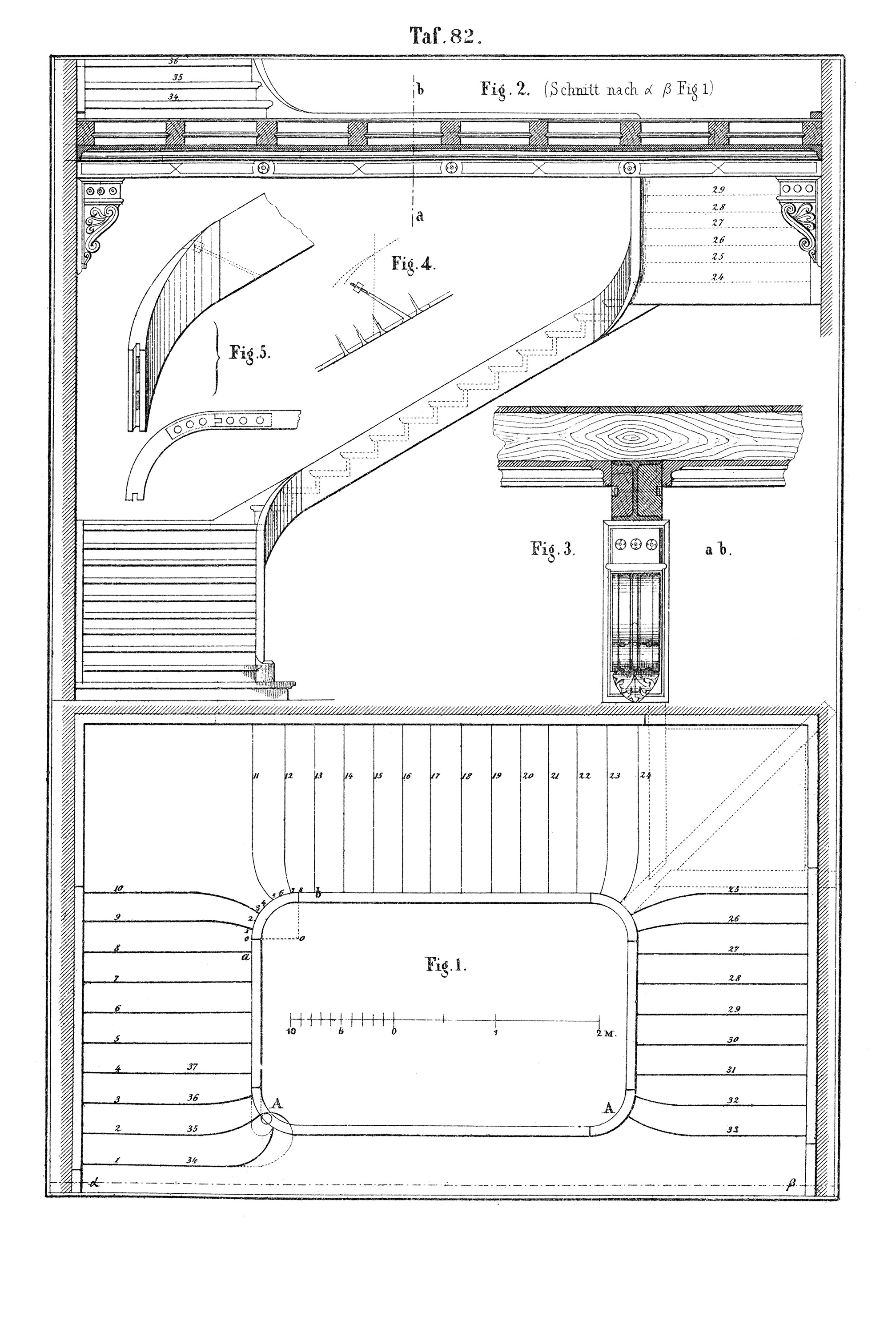 Taf. 82. // Repräsentative Holztreppe [Anm. d. Red.]