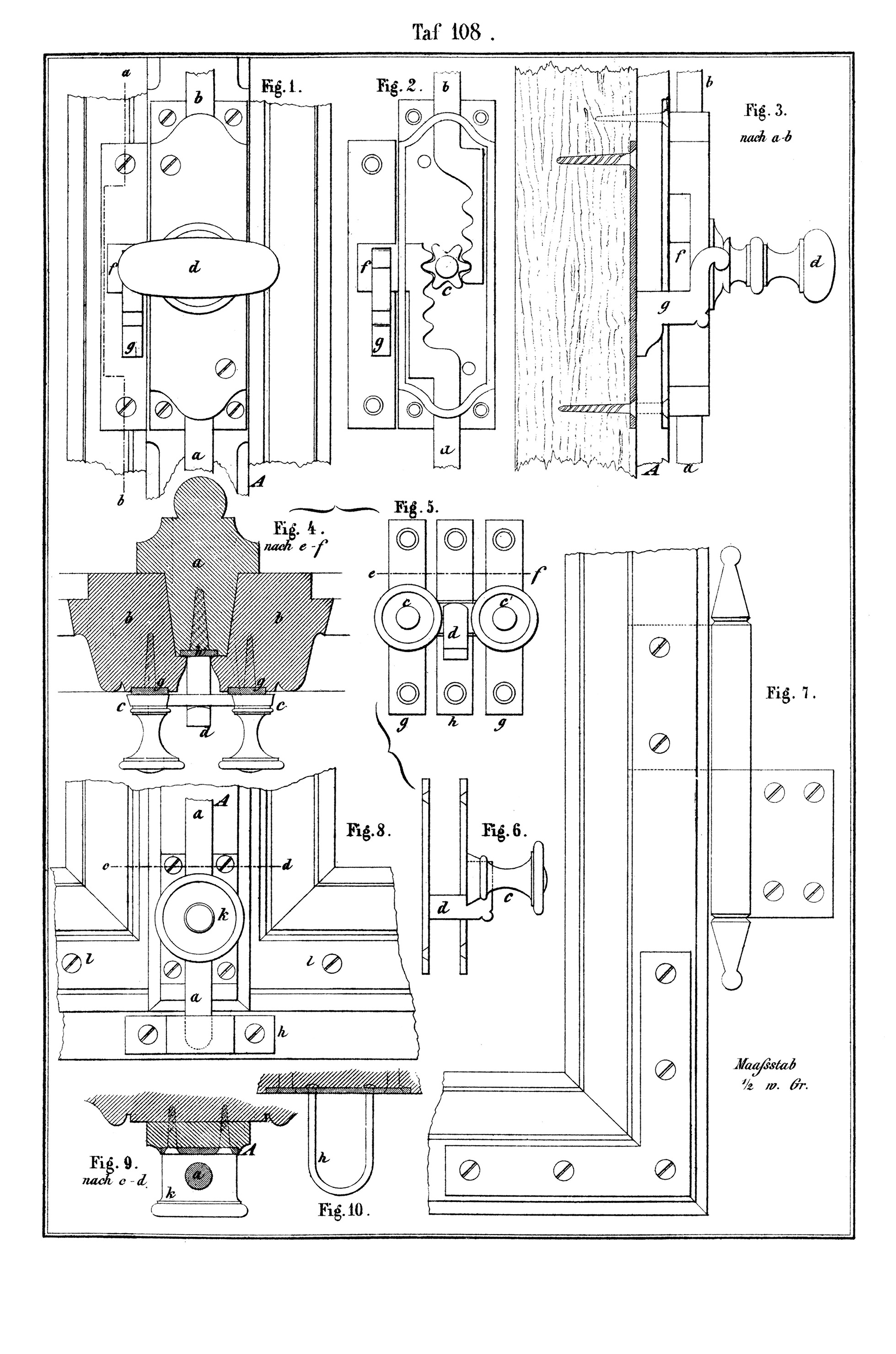 Taf. 108. // Detaildarstellung Baskülebeschlag [Anm. d. Red.]