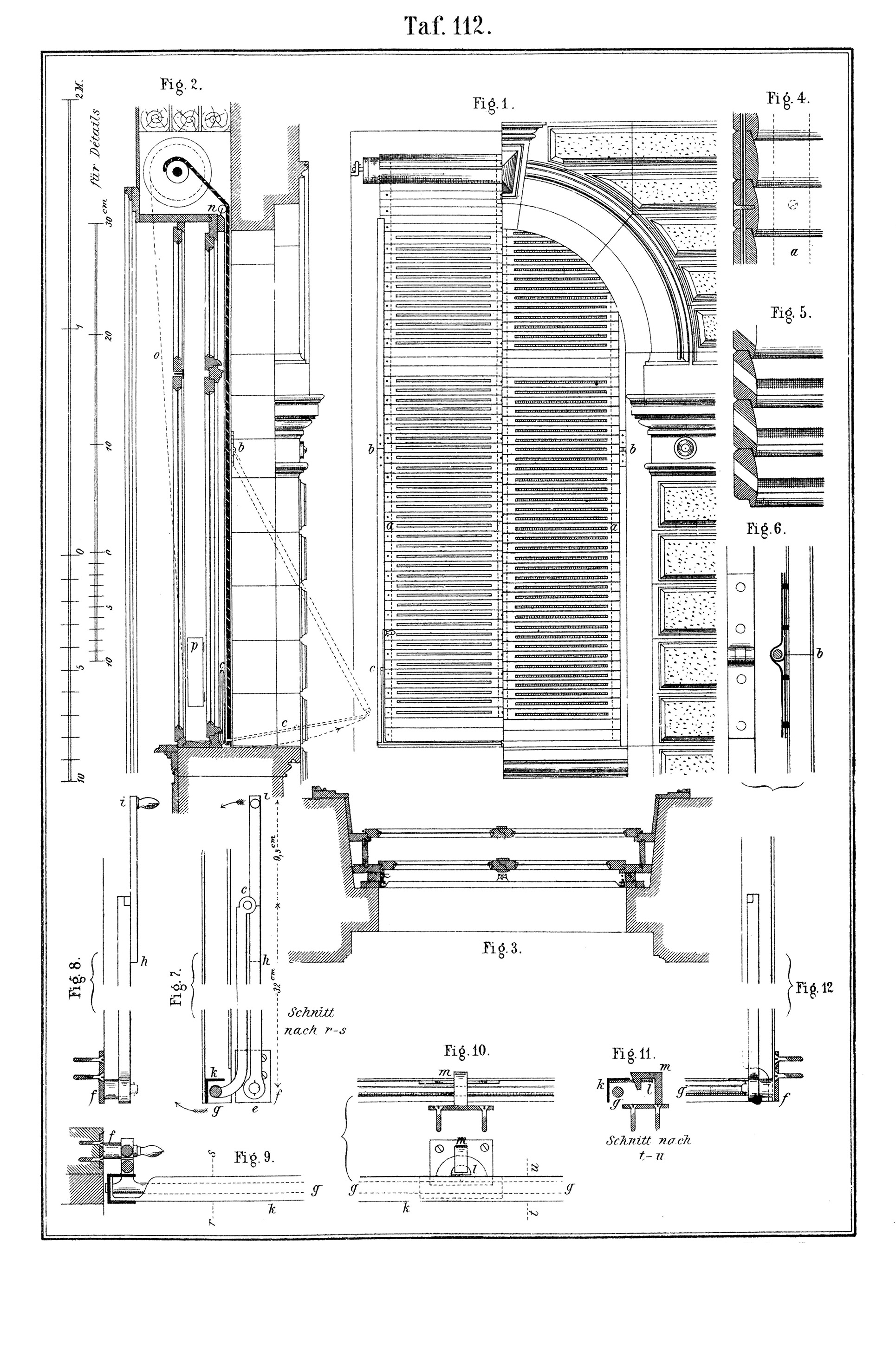 Taf. 112. // Konstruktionsdetails Schaufensterrollladen [Anm. d. Red.]