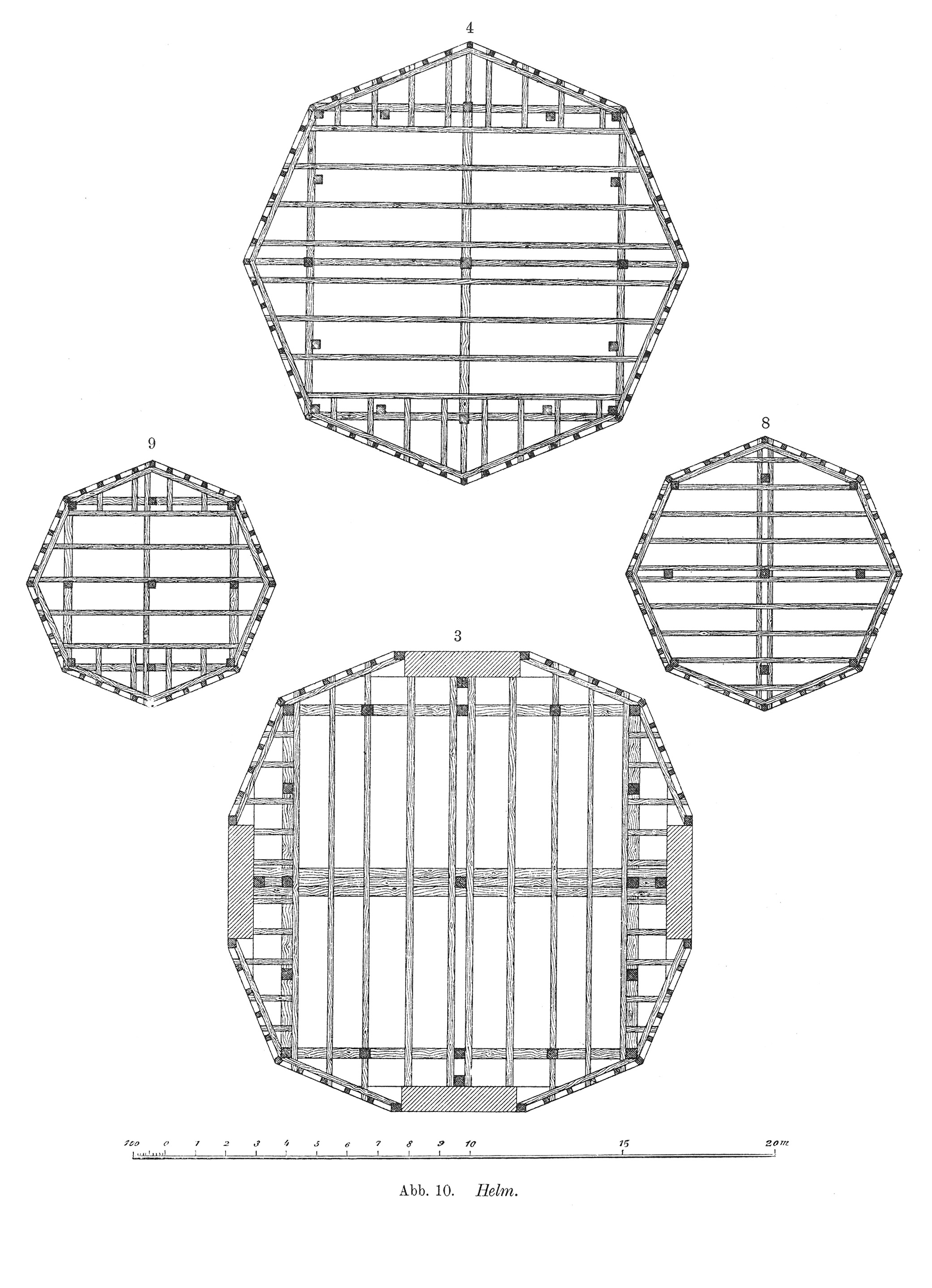 Abb: 10. Helm. // Dachstuhl eines Kirchturms [Anm. d. Red.]