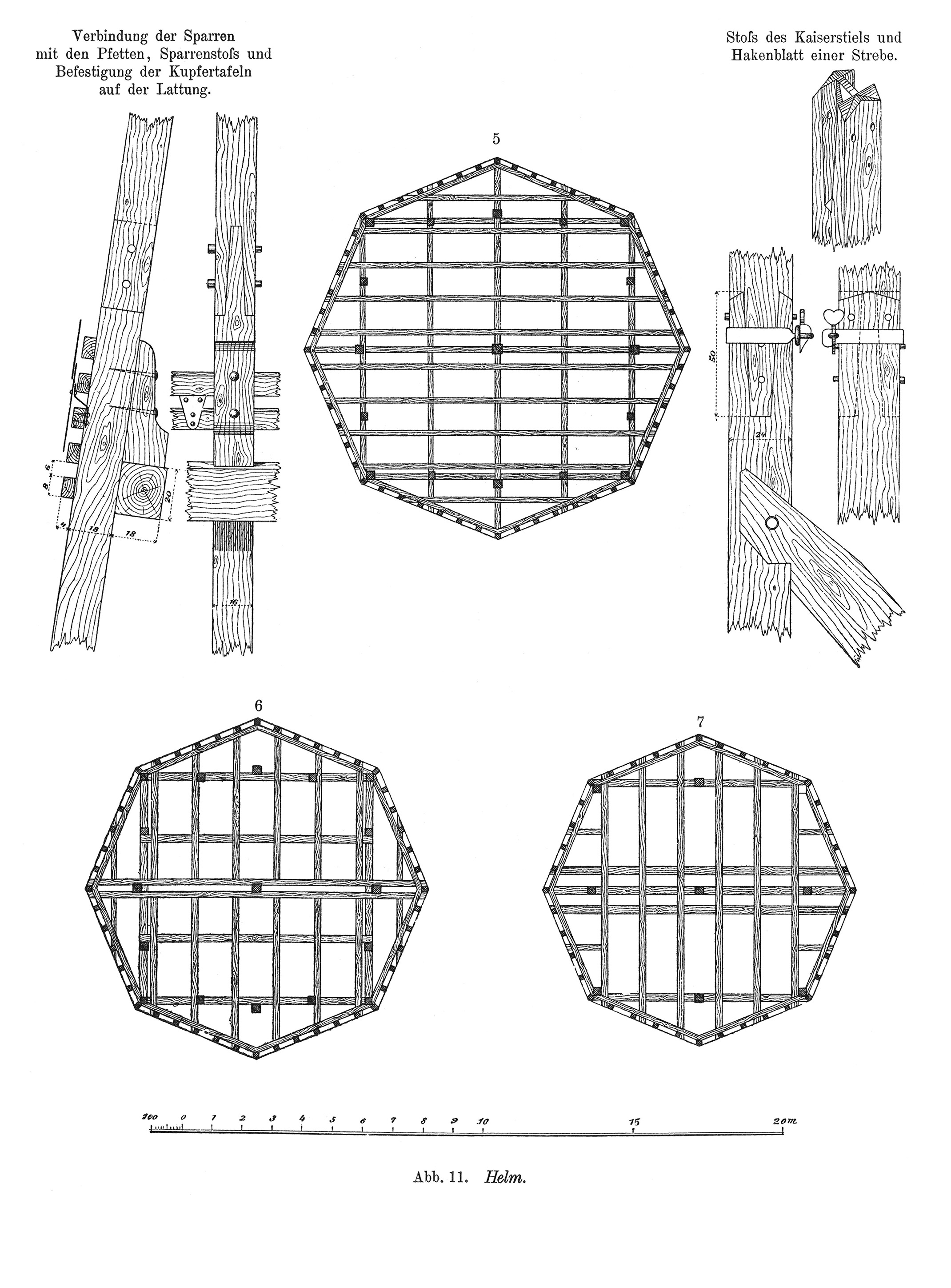 Abb: 11. Helm. // Dachstuhl eines Kirchturms [Anm. d. Red.]