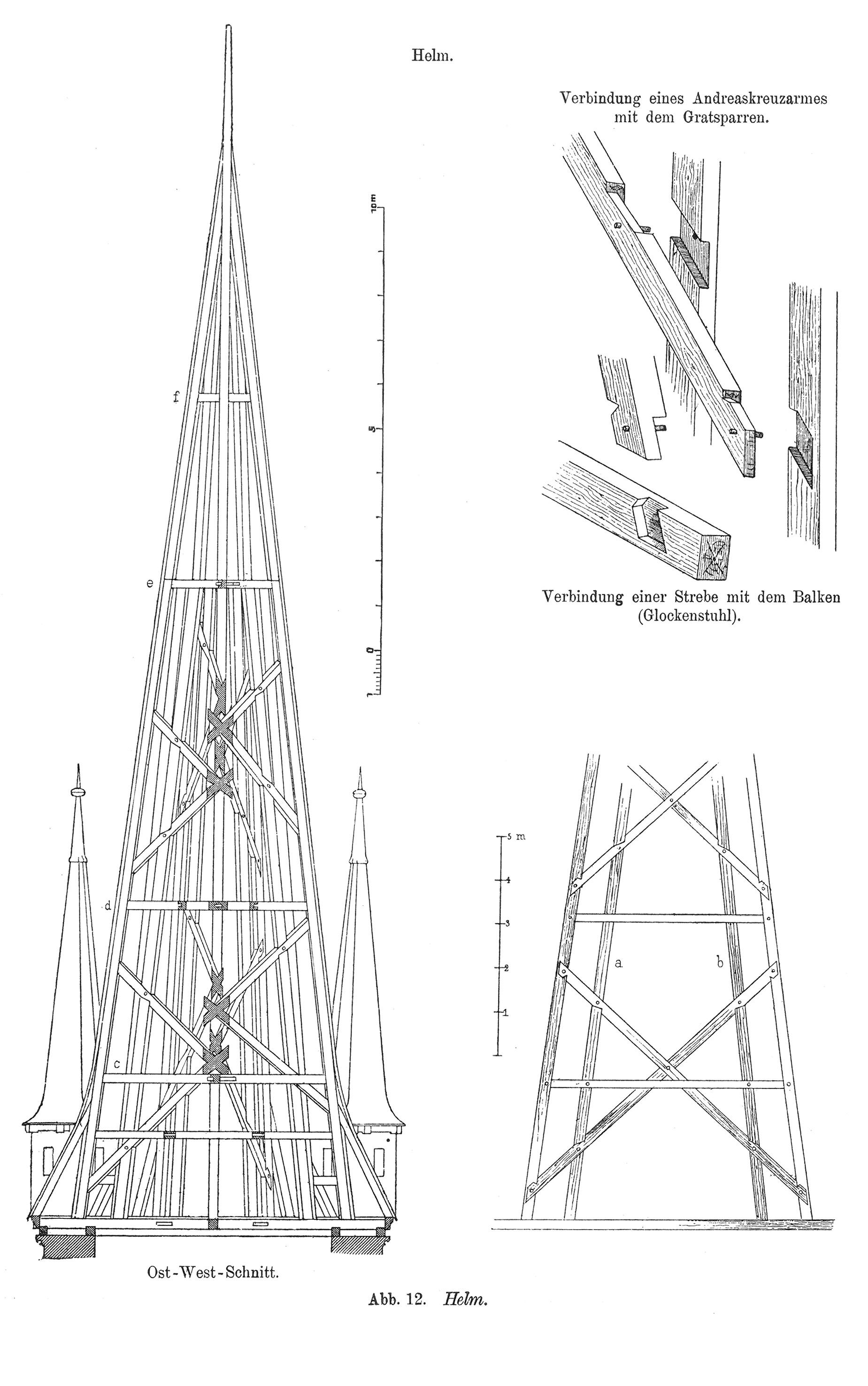 Abb: 12. Helm. // Dachstuhl eines Kirchturms [Anm. d. Red.]