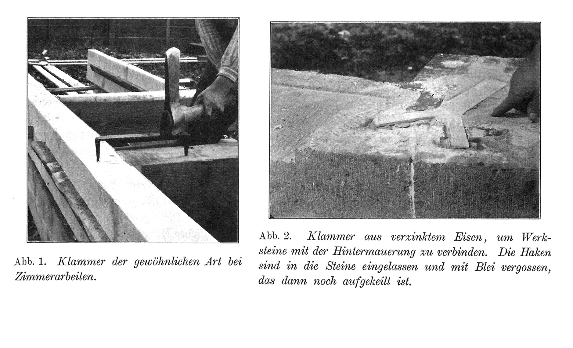 Verklammerung mit Eisenbauteilen