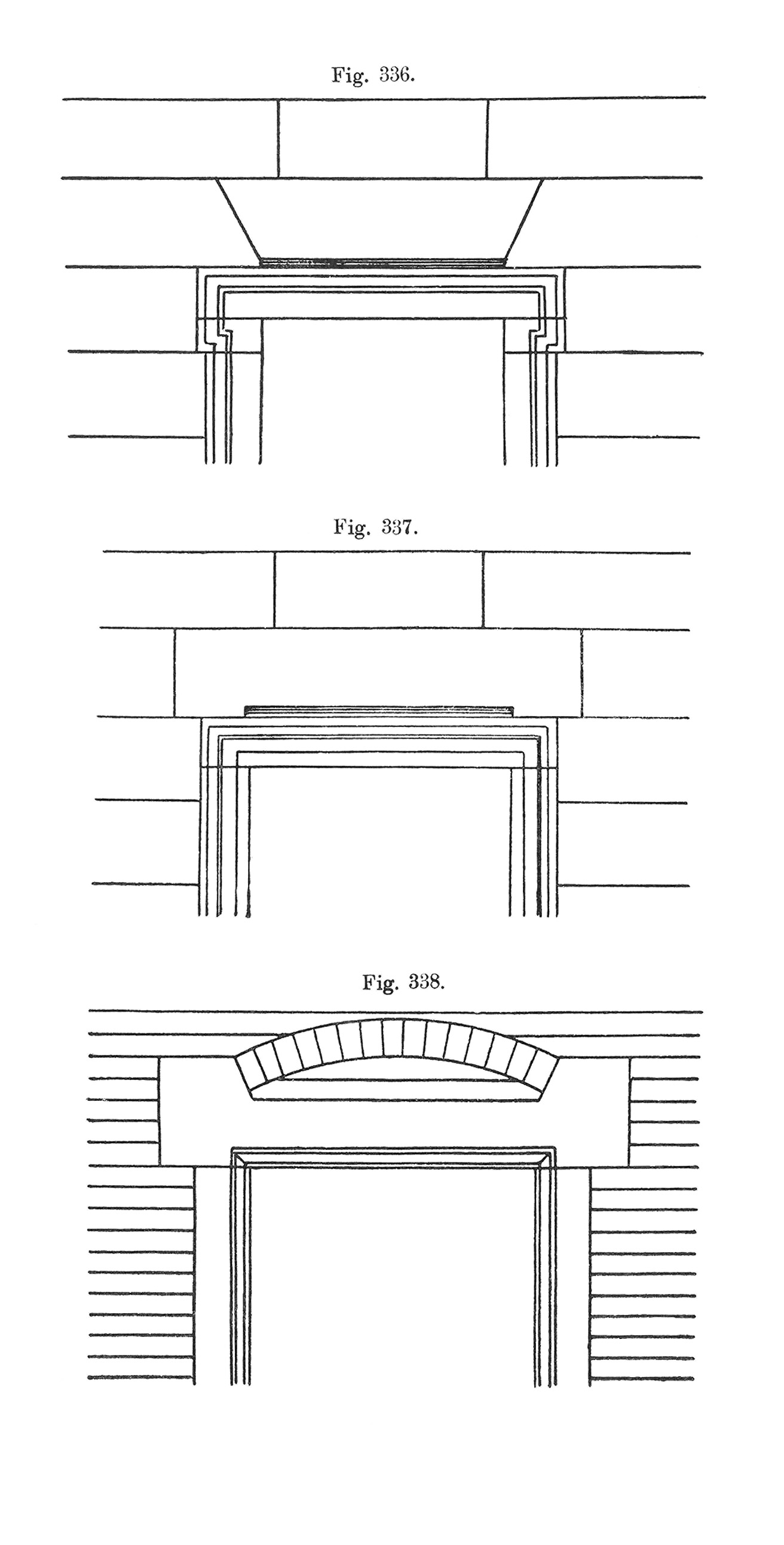 Fig. 336 - 338 // Entlastung über Werkstein- Flachsturz aus Werksteinen bzw. Durch Fuge [Anm. d. Red.]