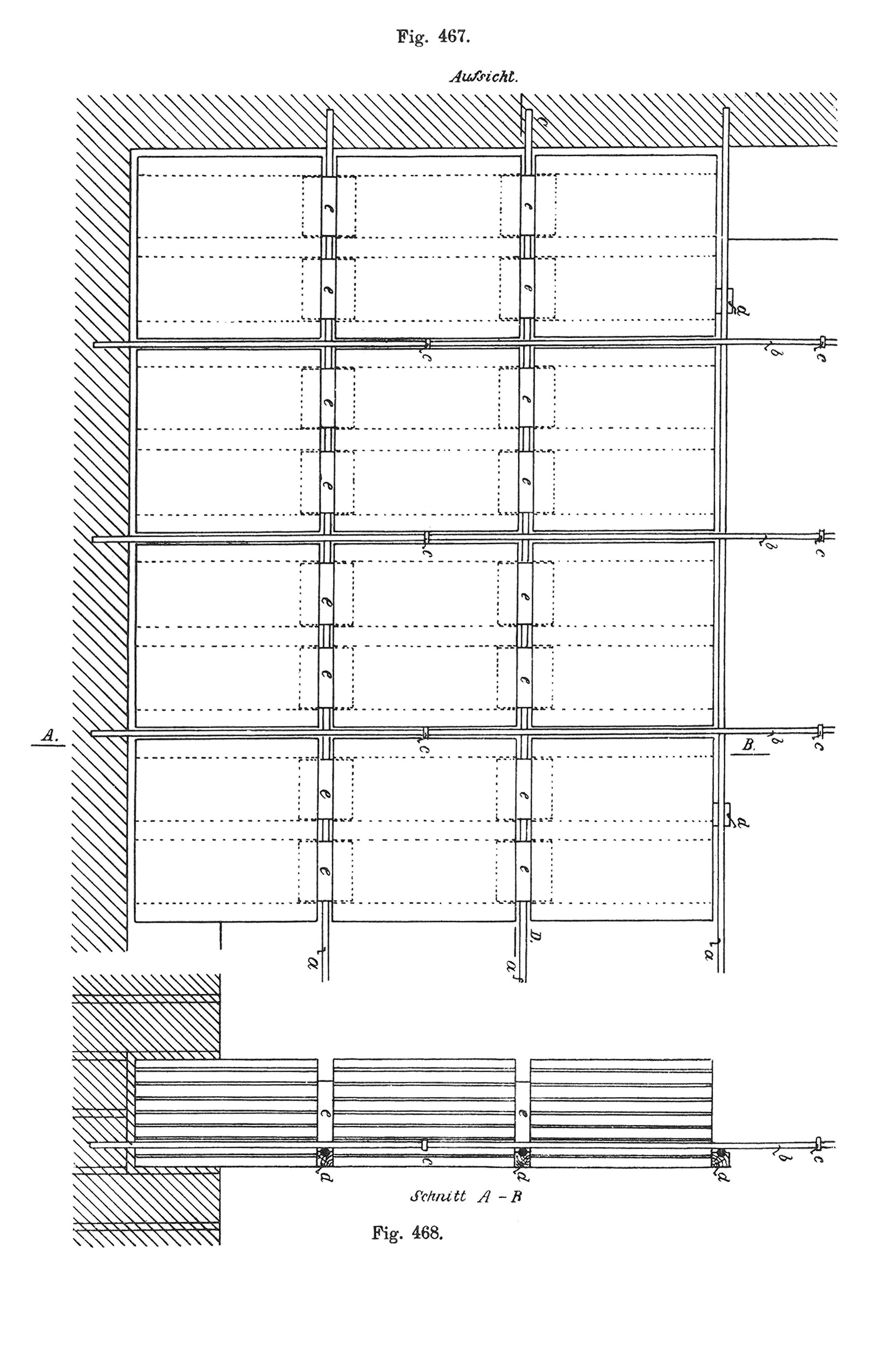 Fig. 467 - 468 // Bremersche Decke, Craconu- Decke, Flachdecke aus Hohldielen [Anm. d. Red.]