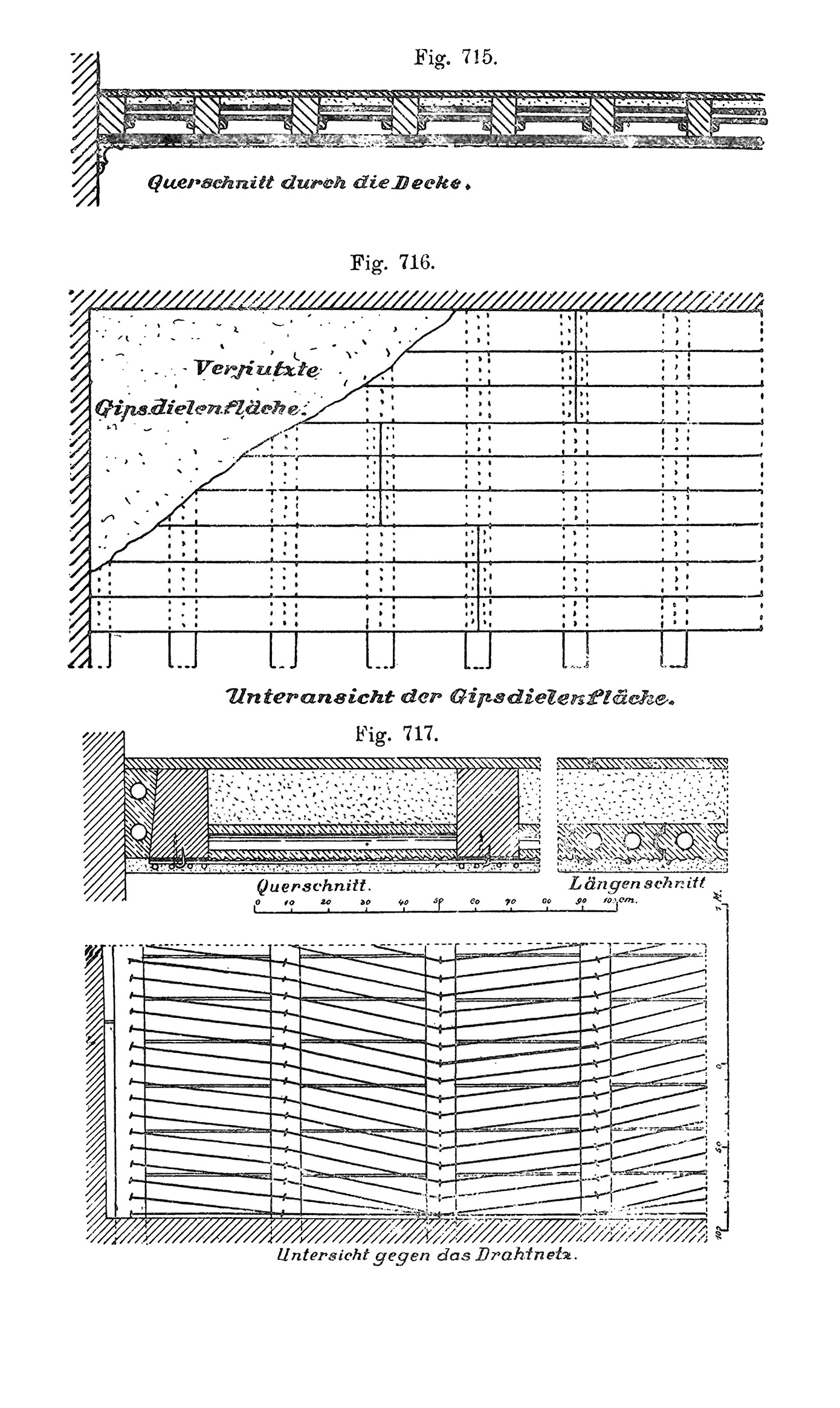 Deckenputz einer Holzbalkendecke, Gipsdielen