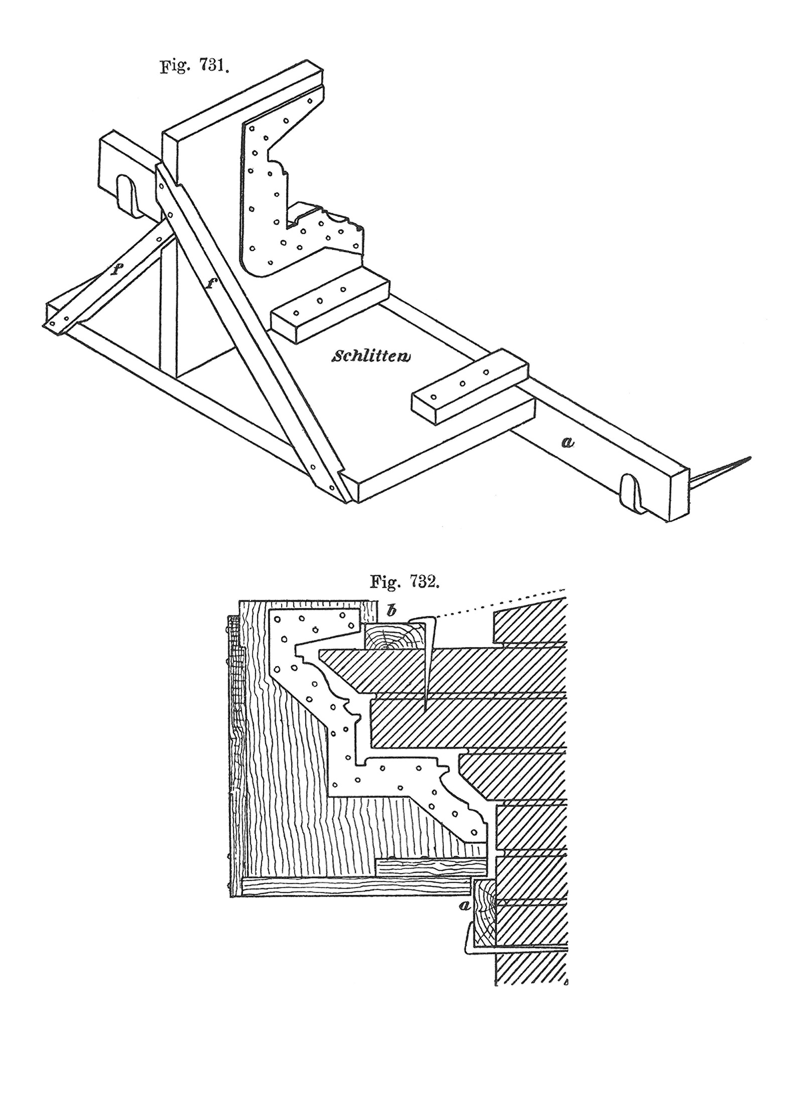Fig. 731 + 732 // Schablone für Gesimsputz