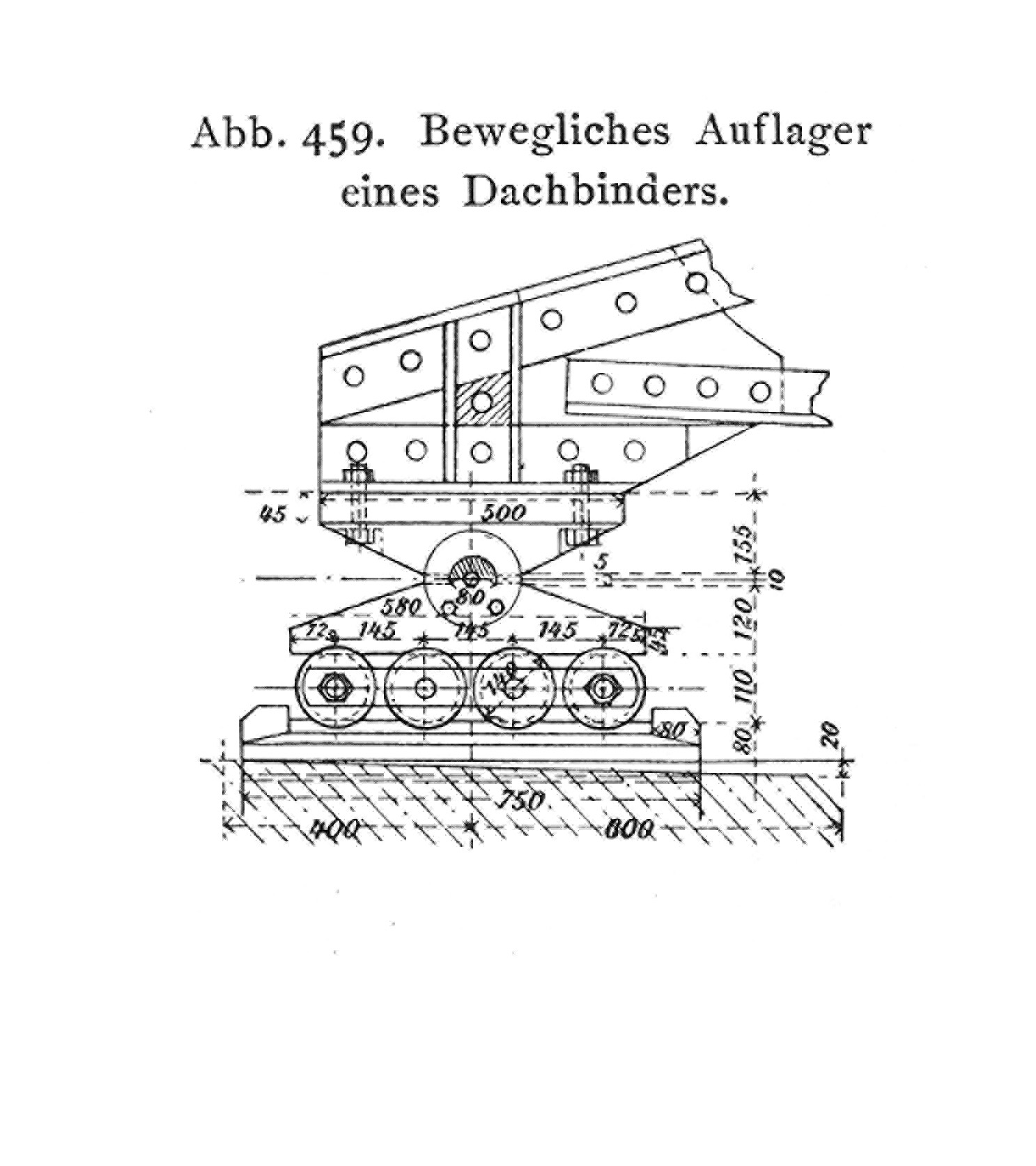 Abb.459. Bewegliches Auflager eines Dachbinders.