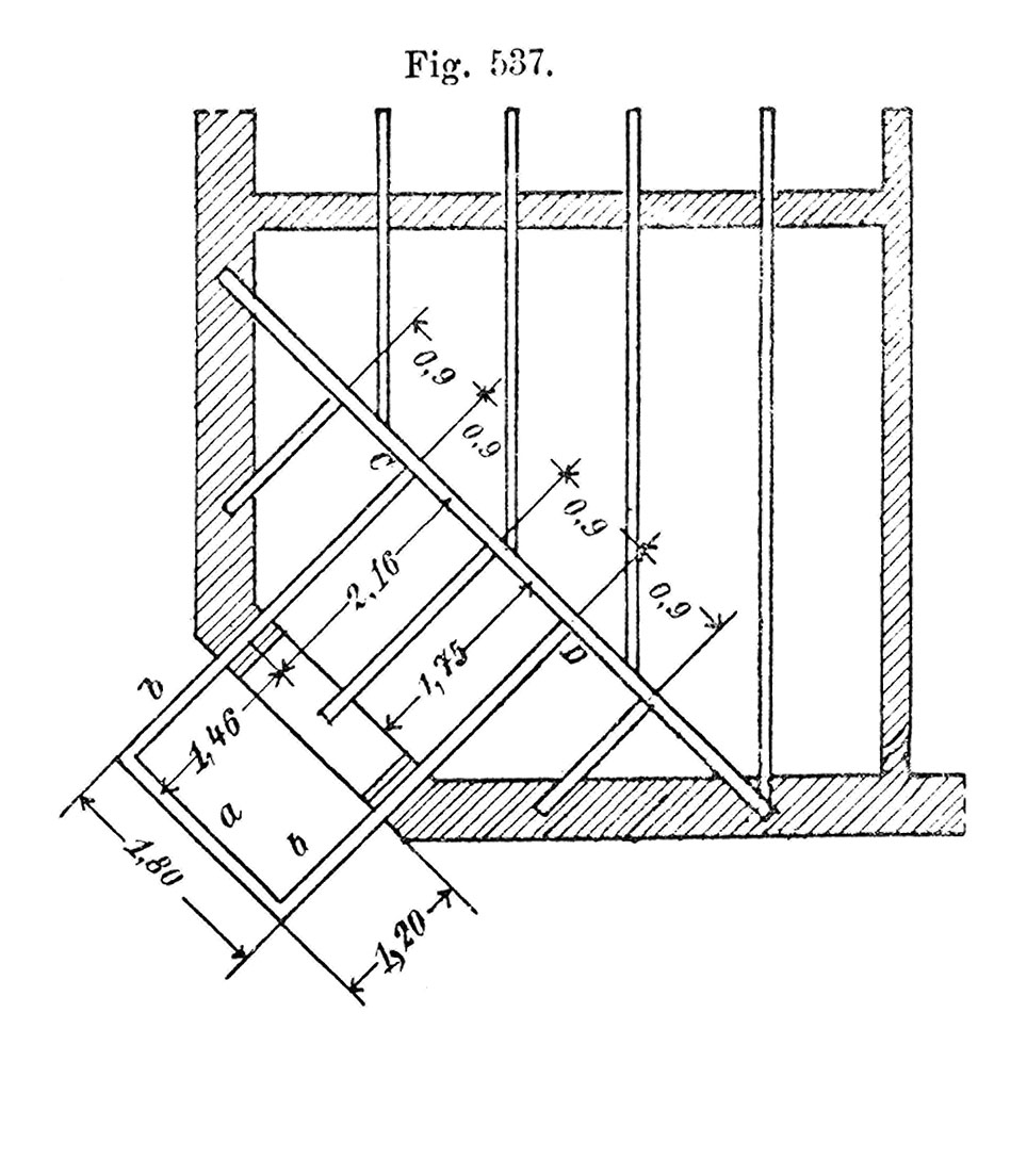 Fig. 537 Balkenlage für Eckbalken beim Erker [Anm. d. Red.]