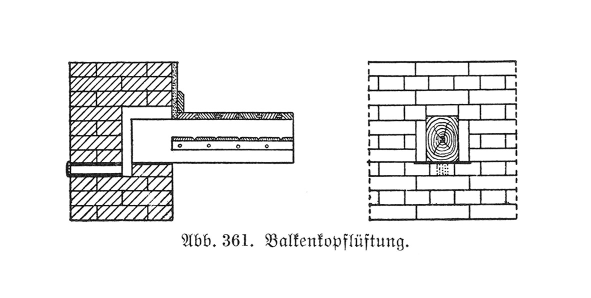 Die Auflager der Balken und das Einmauern