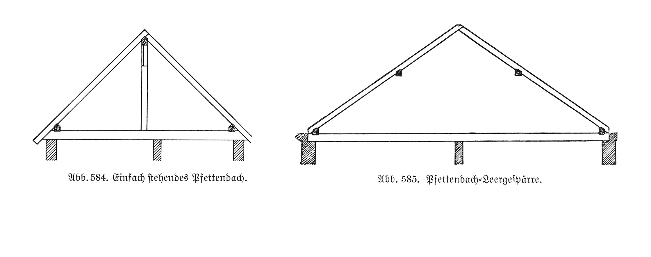 Satteldächer: Pfetten-Stuhldächer oder Pfettendächer