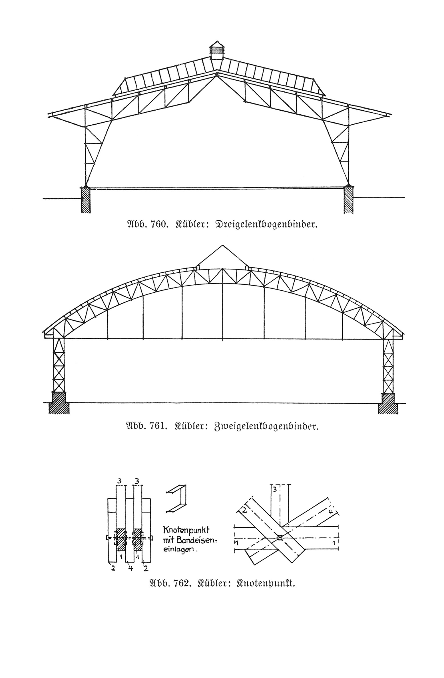 Abb. Abb. 760 - Abb. 762. // Ausführungen von Gelenkbogenbindern [Anm. d. Red.]