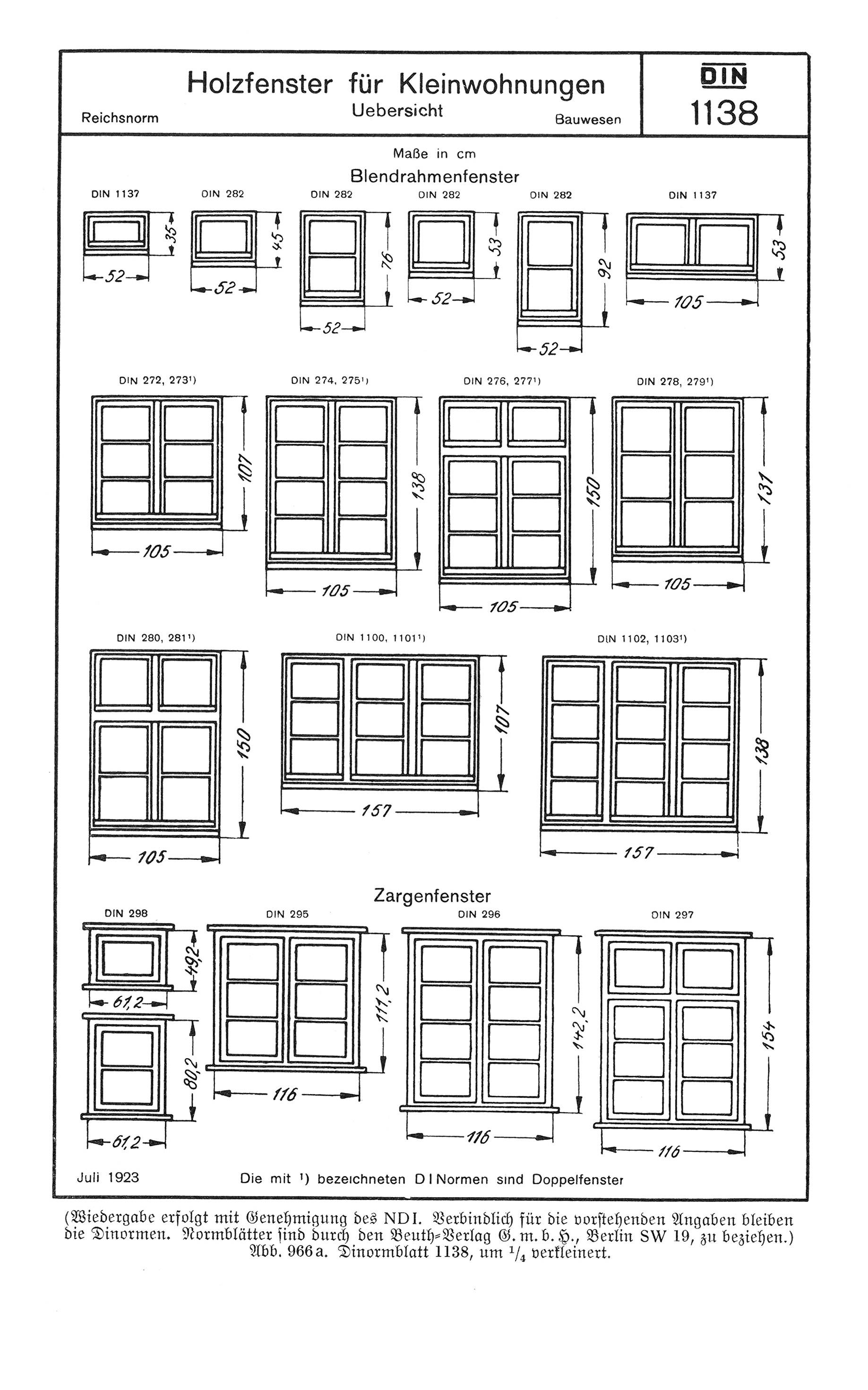 DIN 1138 // Holzfenster für Kleinwohnungen [Anm. d. Red]