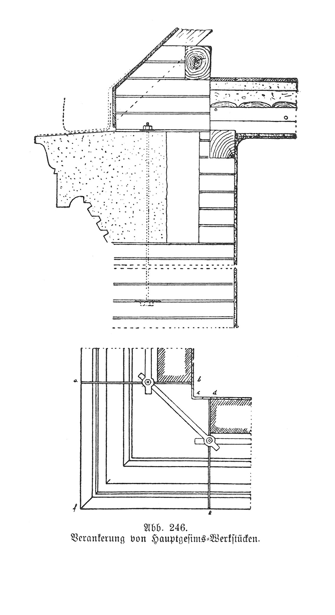 Abb. 246. Verankerung von Hauptgesims-Werkstücken