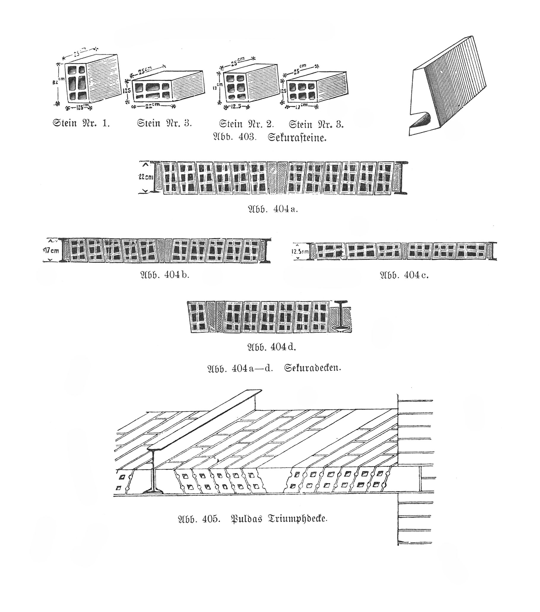 Abb. 403. Sekurasteine // Abb. 404a-d. Sekuradecken. // Abb. 405. Buldas Triumpfdecke