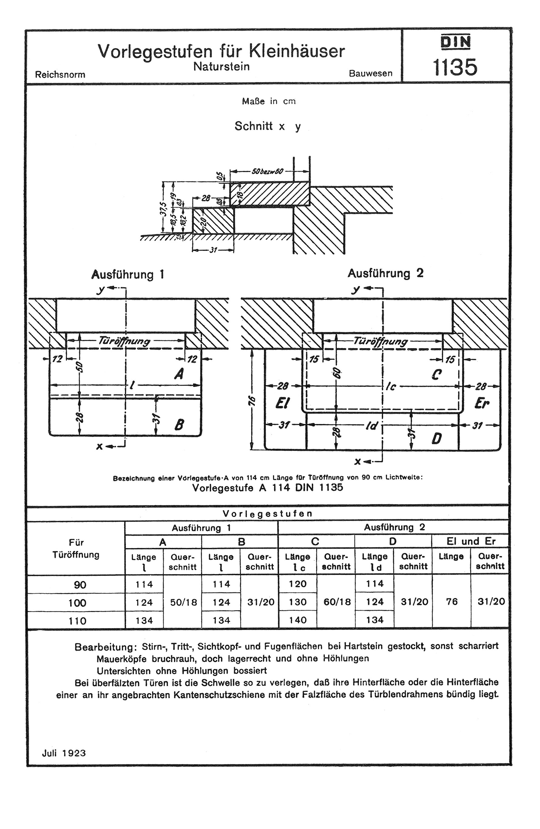 Abb. 446 DIN 1135 - Vorlegestufen für Kleinhäuser