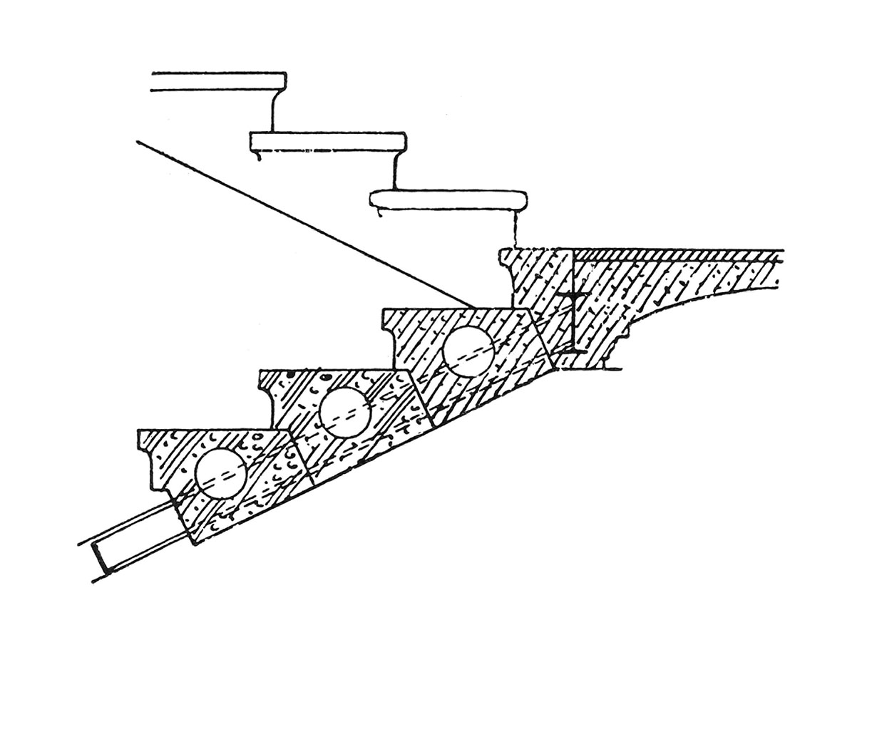 Treppe aus Stahlprofilen und Betonfertigteilen