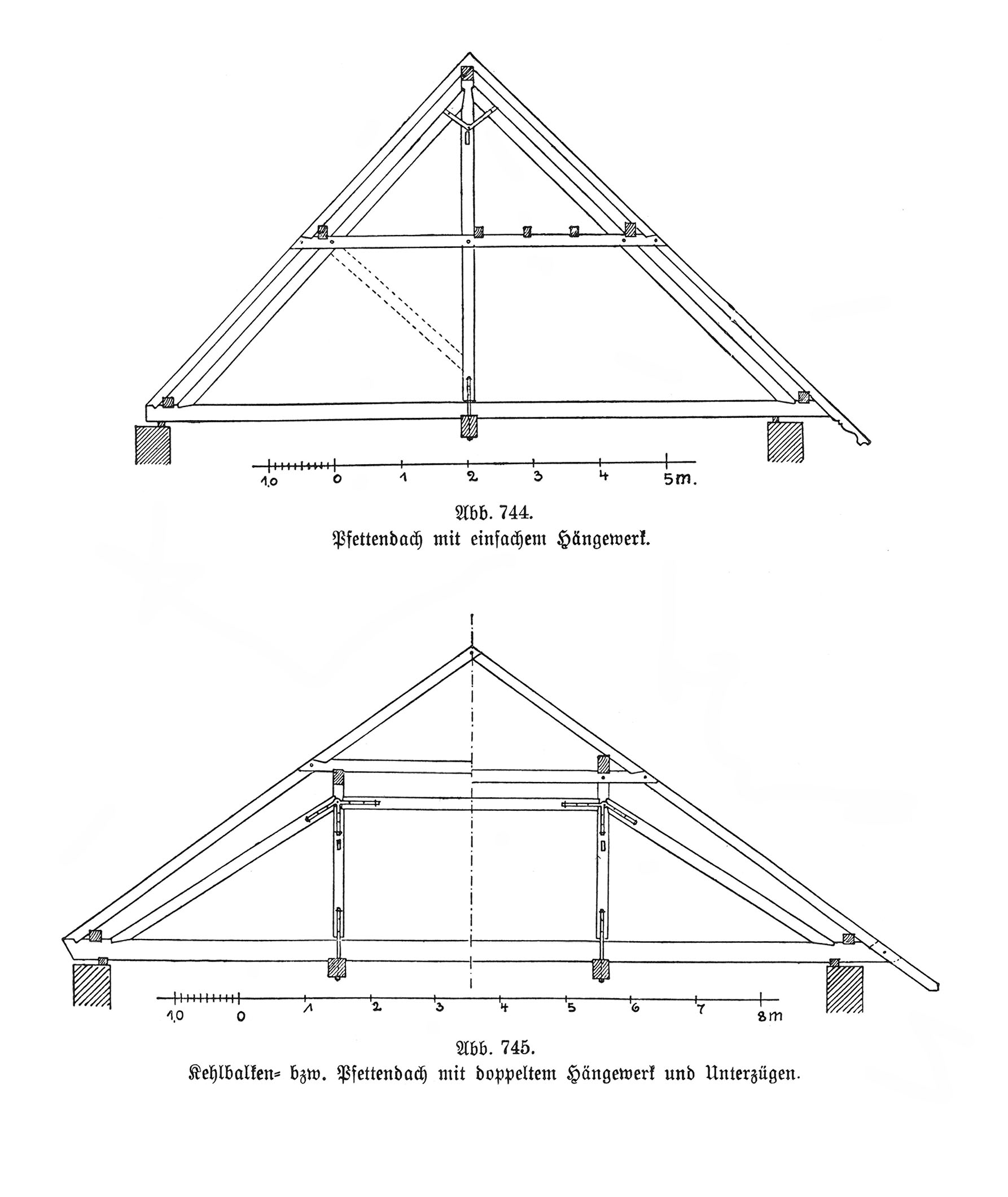 Dachstühle mit Hängewerk