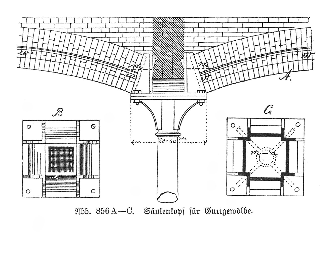 Abb. 856 A-C. Säulenkopf für Gurtgewölbe