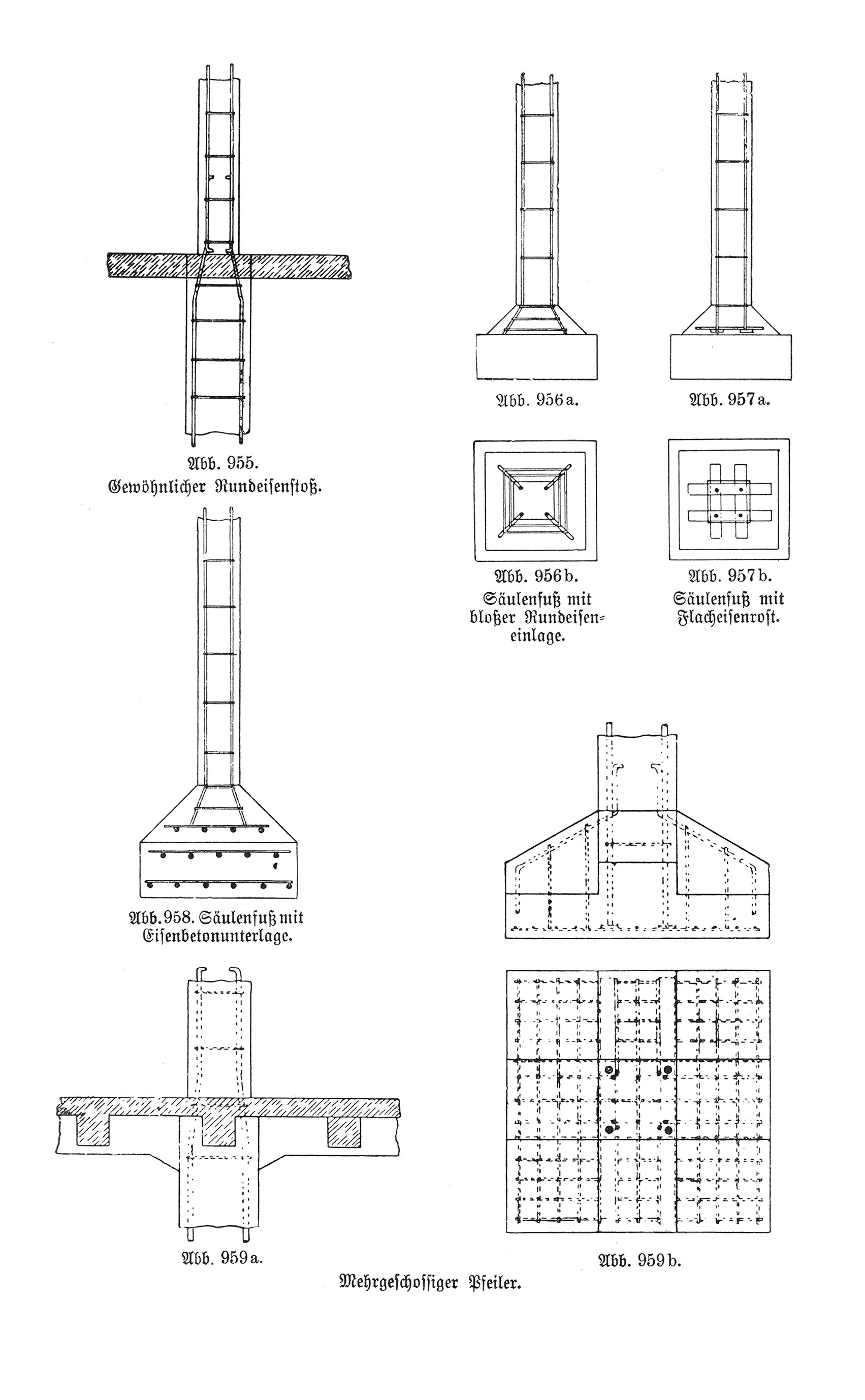 Stahlbetonbau: Stützenstoss, Fundamente