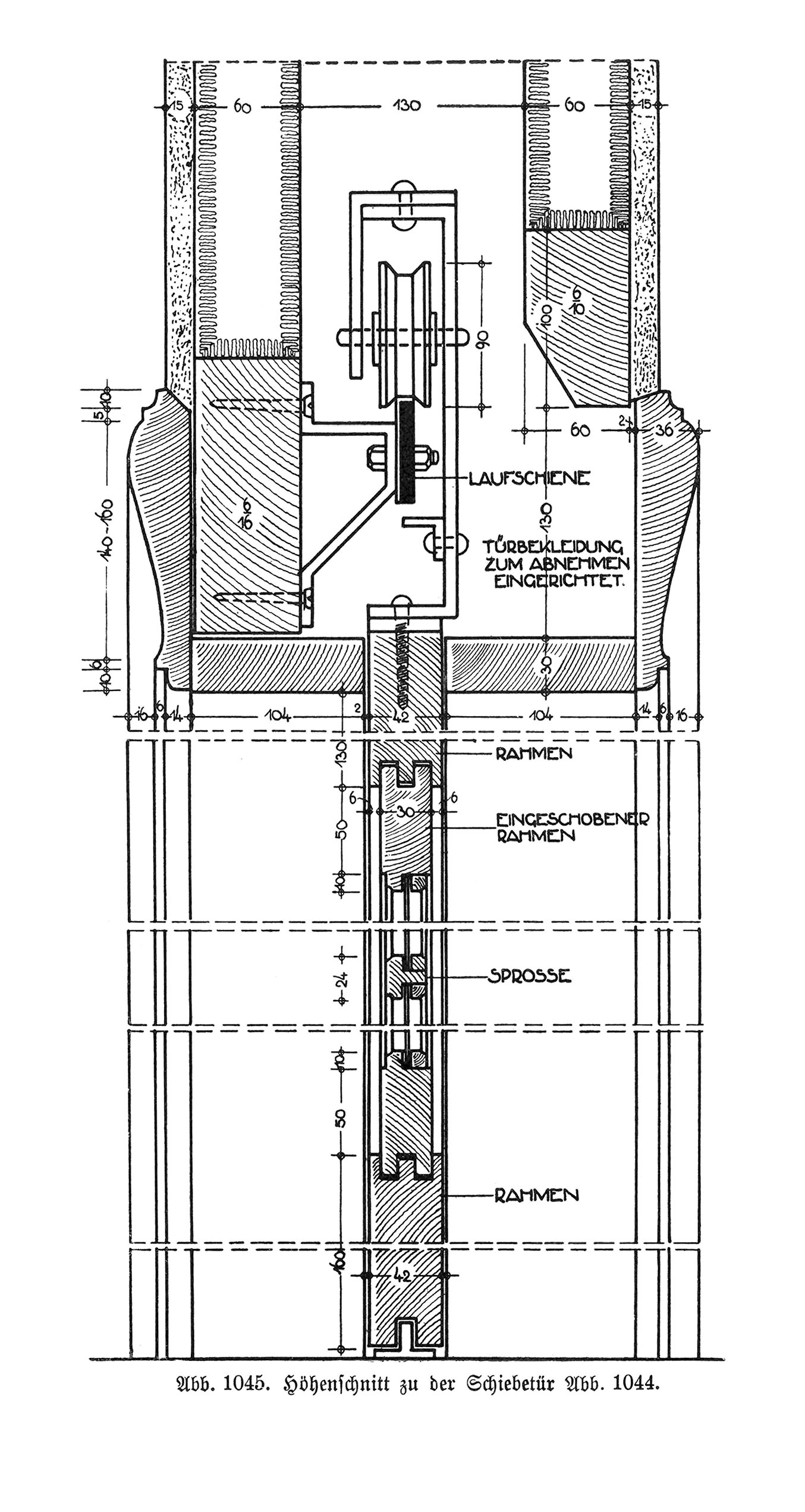Abb. 1046. Höhenschnitt zu der Schiebetür Abb. 1044