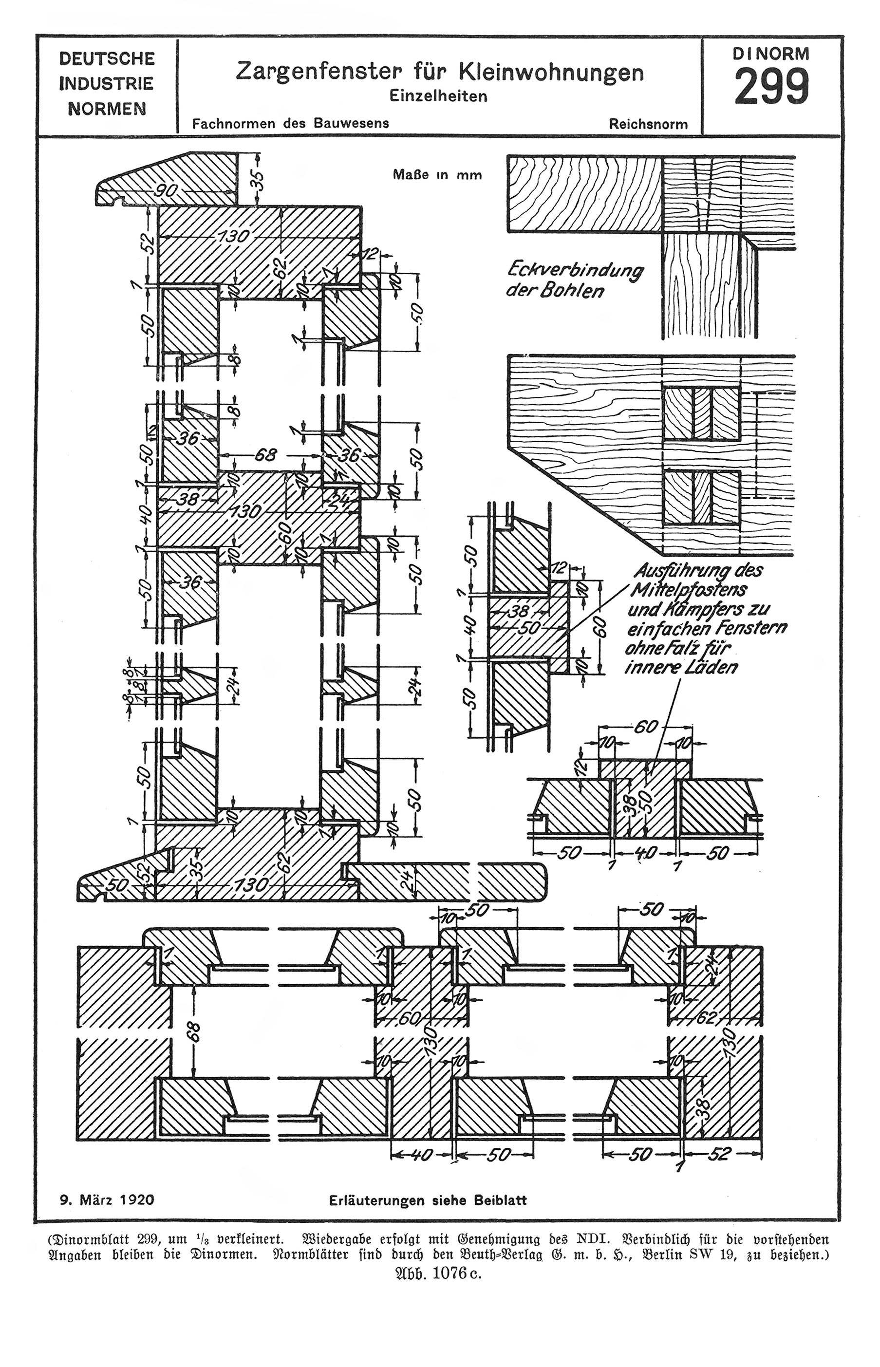 DIN 299- Zargenfenster für Kleinwohnungen  [Anm. d. Red.]