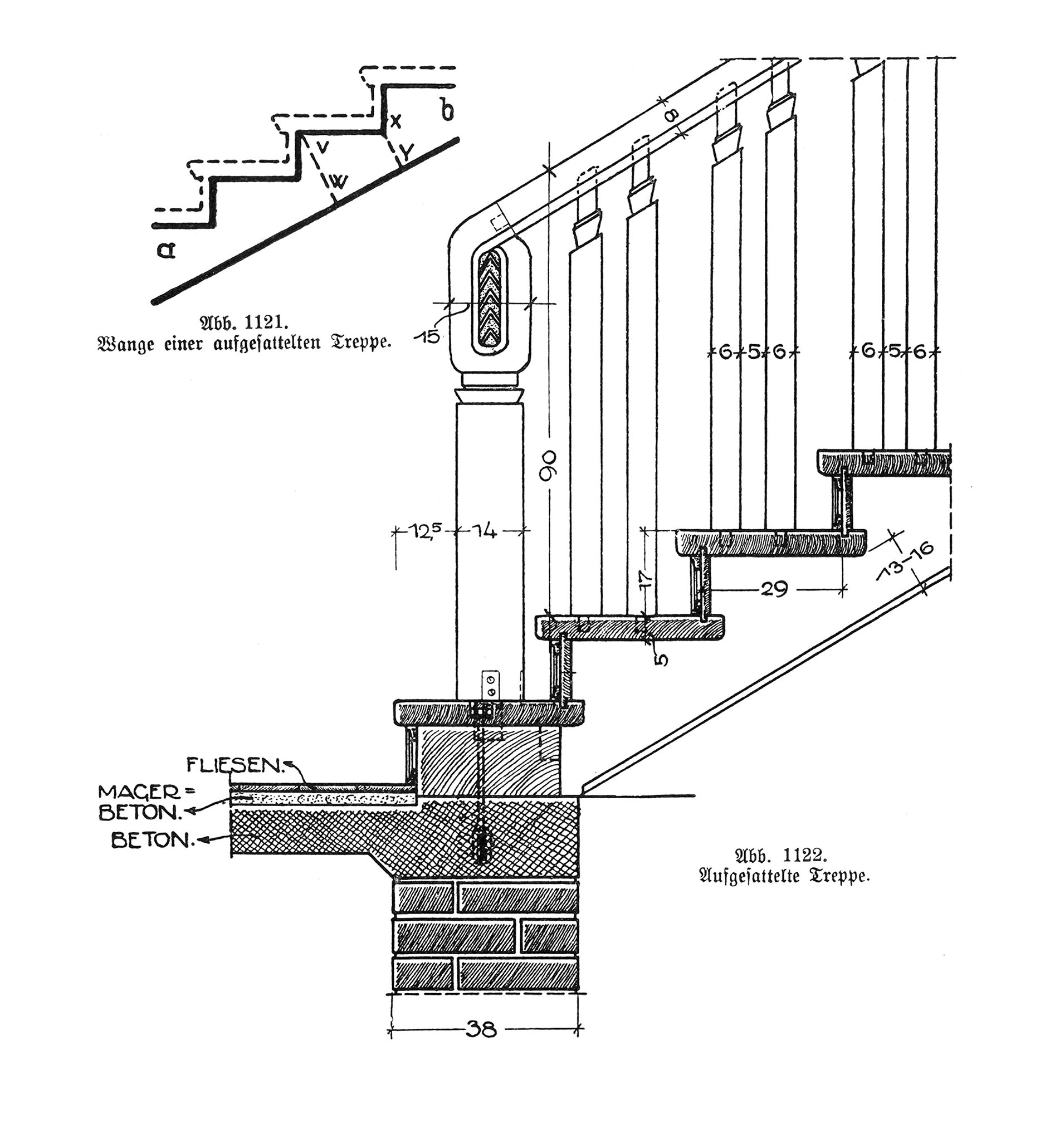 Aufgesattelte Holztreppe