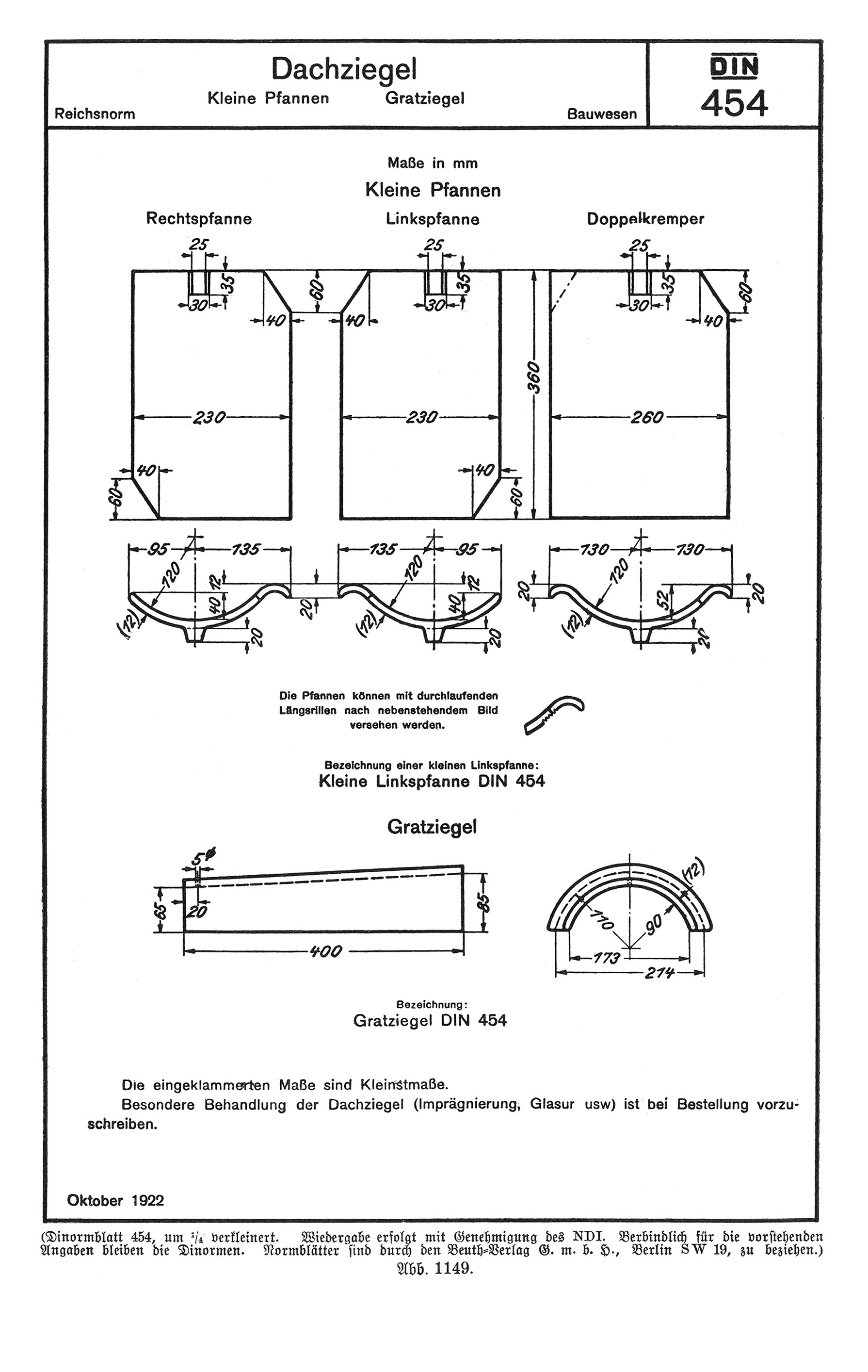 Abb. 1149. DIN 454 - Dachziegel