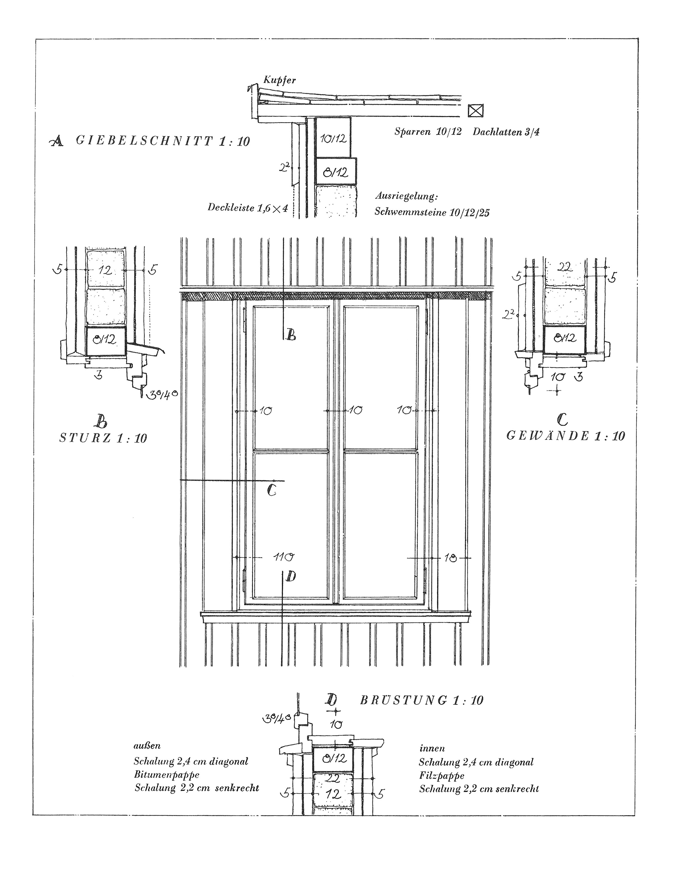 Das Fenster in senkrecht verbrettertem Fachwerksgiebel