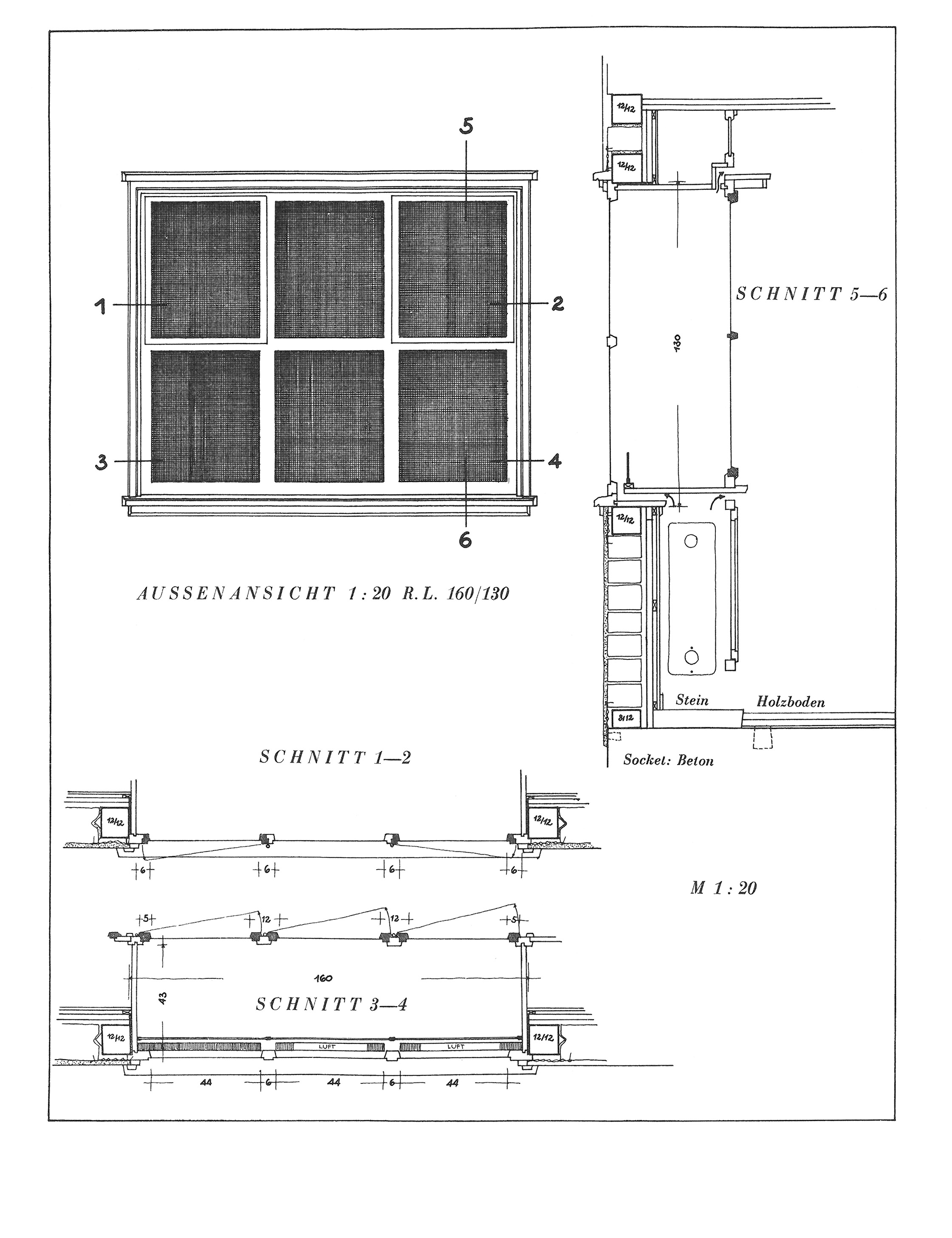Blumenfenster mit eingebauter Schrankwand aus einem Wohnhaus, Holz gestrichen, Außenansicht. Architekt Hans Stolper