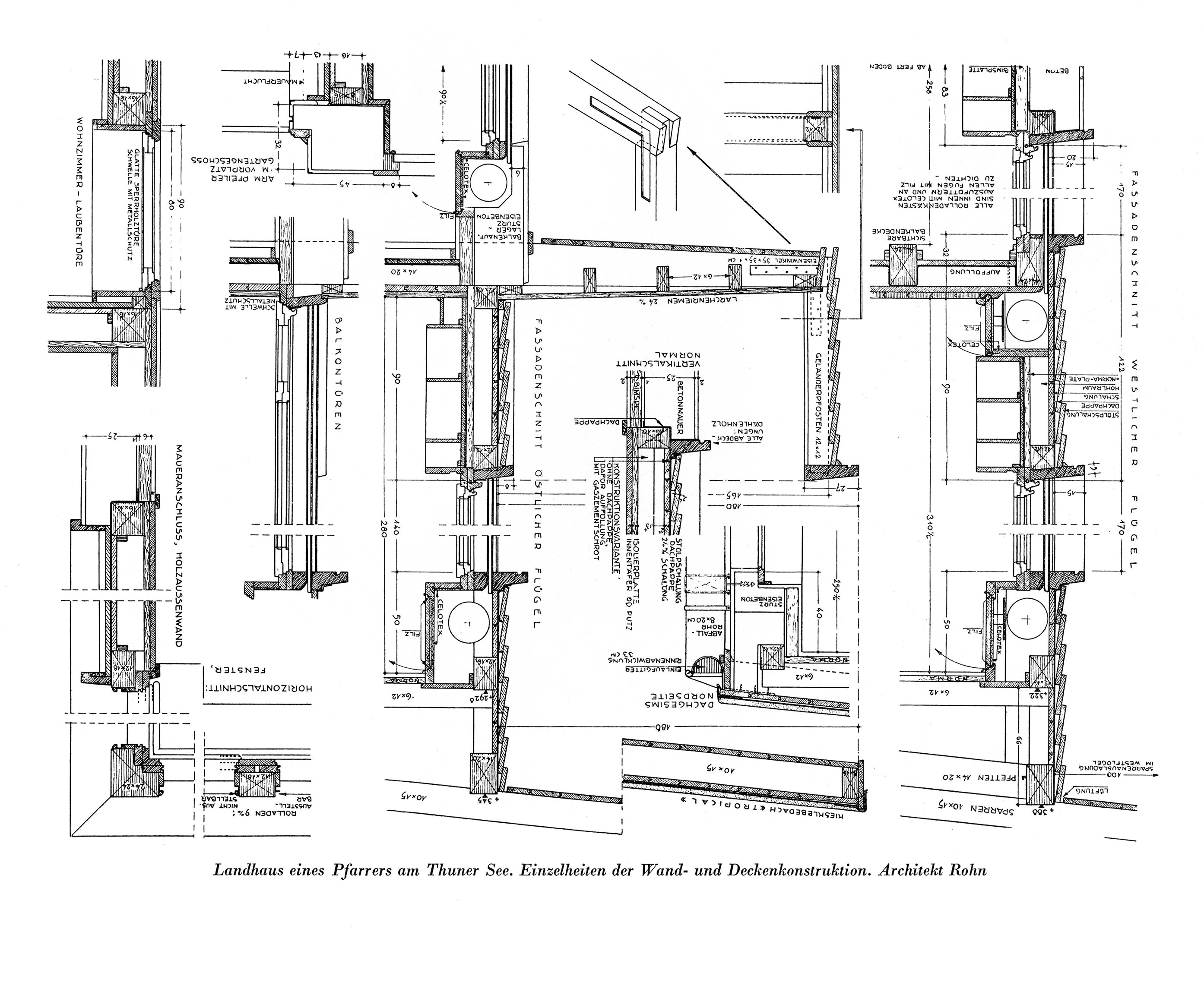 Einzelheiten der Wand- und Deckenkonstruktion. Architekt Rohn
