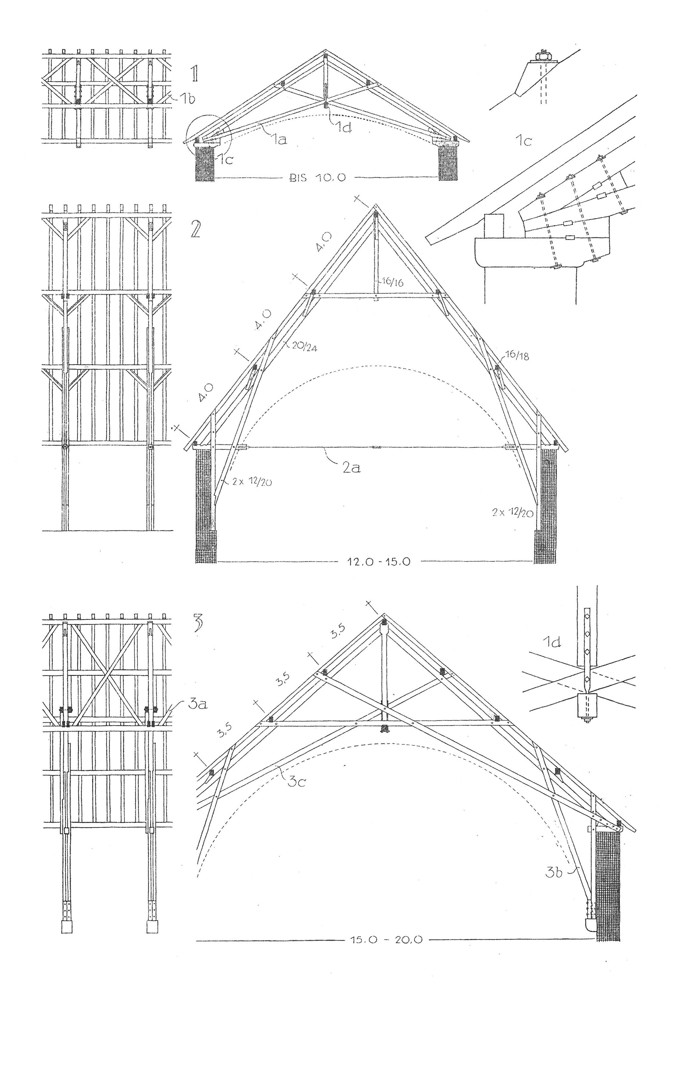 Offene, weitgespannte Dachstühle