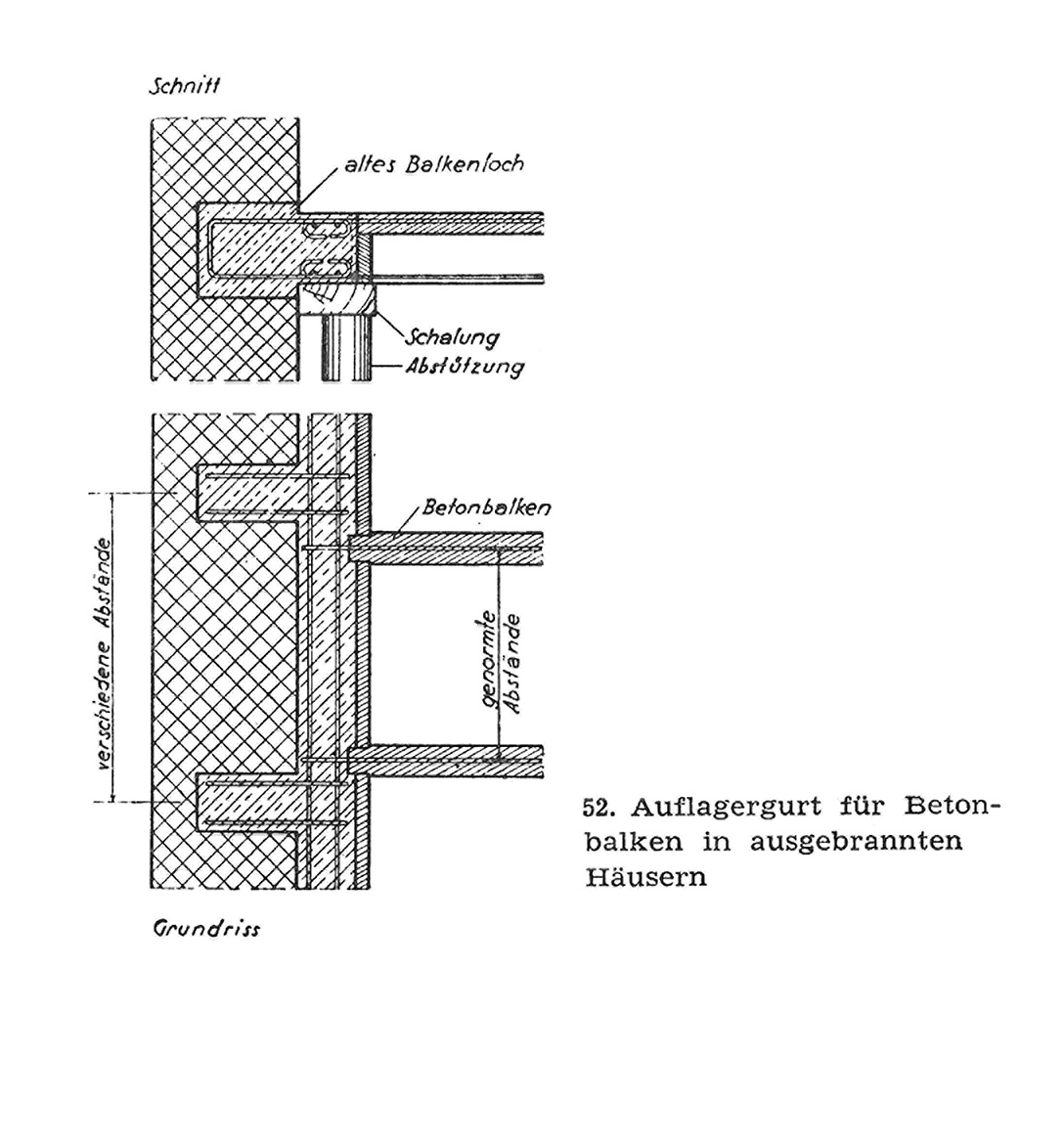 Betondecken in ausgebrannten Häusern
