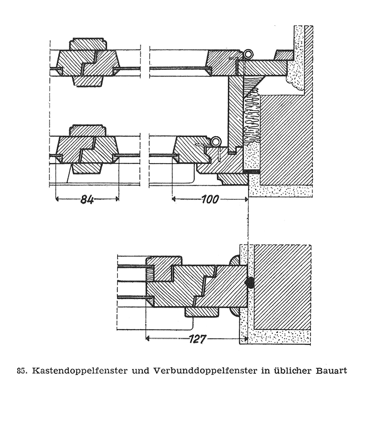 85. Kastendoppelfenster und Verbunddoppelfenster in üblicher Bauweise