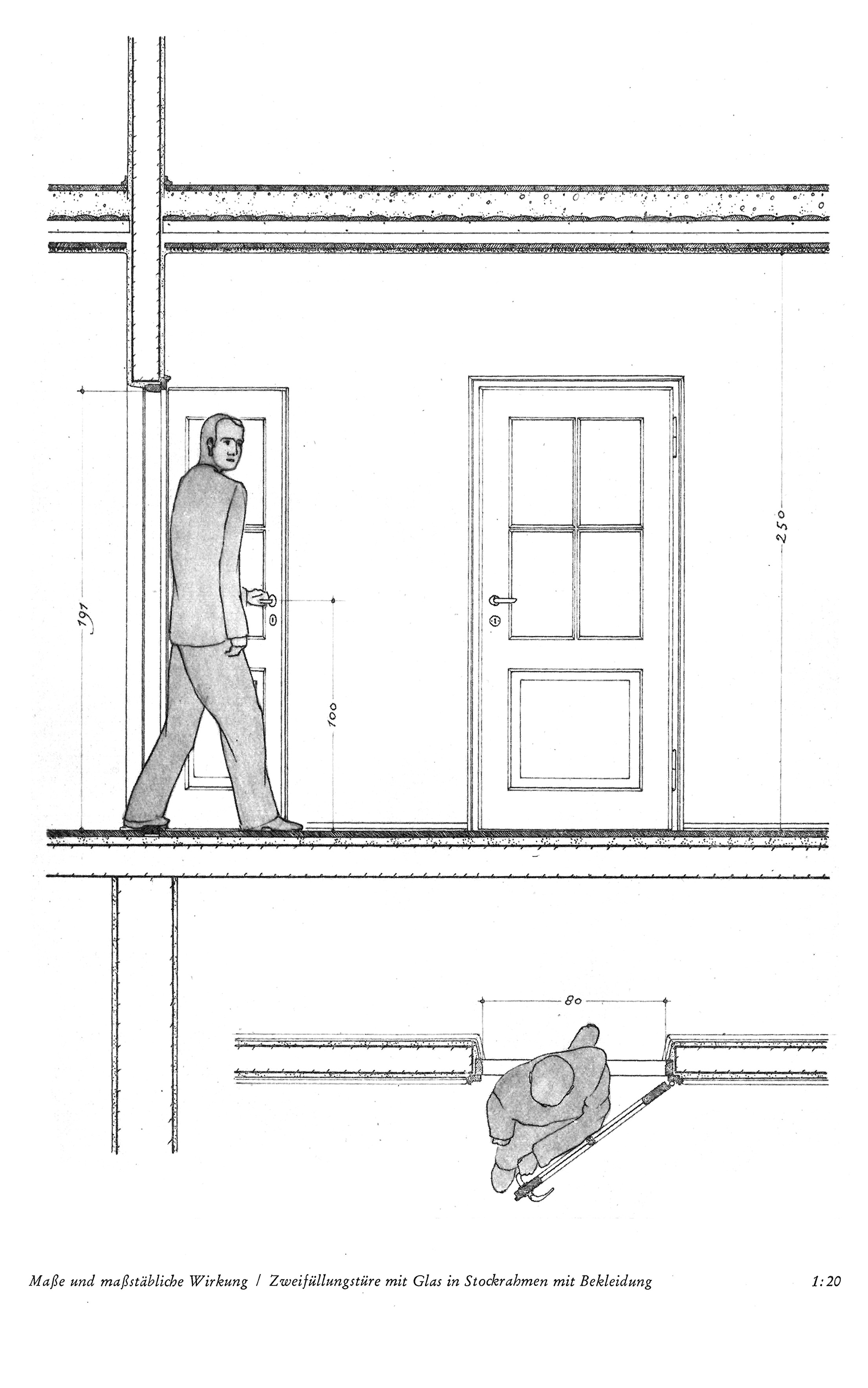 Tafel 11 // Zweifüllungstüre mit Glasin Stockrahmen mit Bekleidung