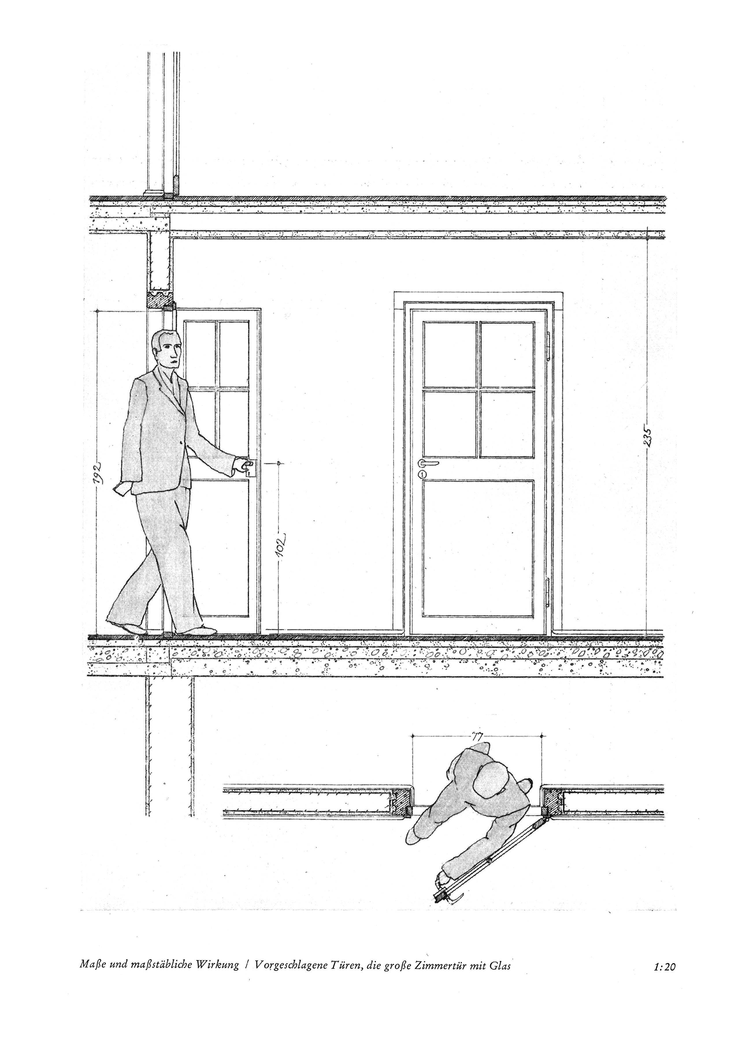 Tafel 12 // Vorgeschlagene Türen, die große Zimmertür mit Glas