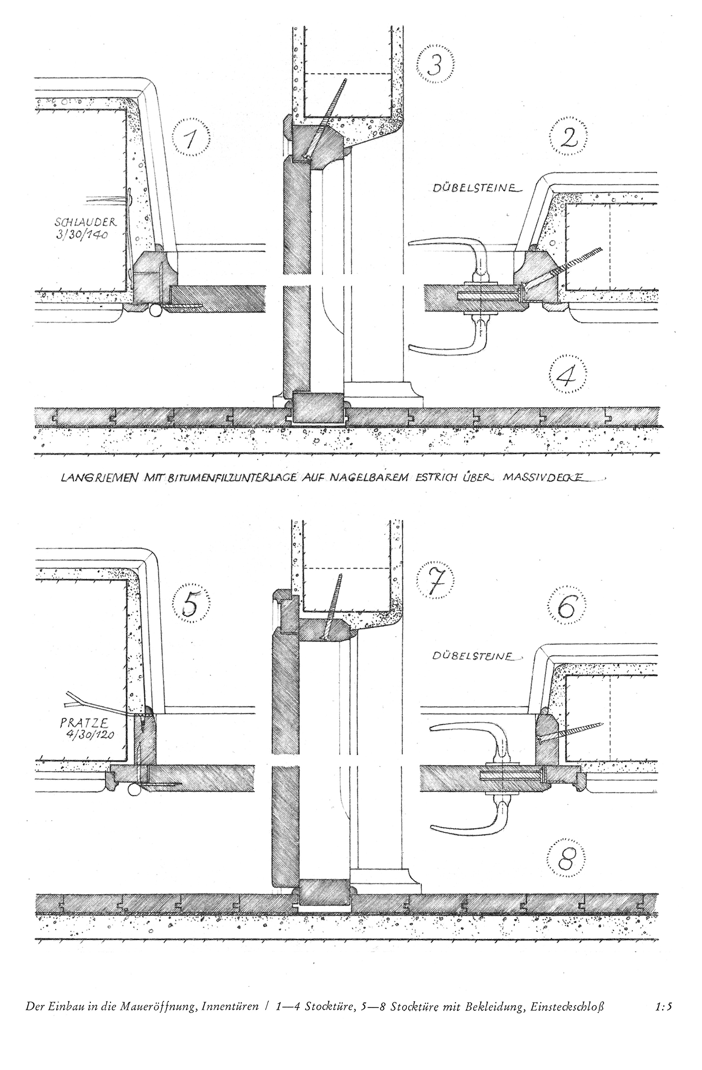 Tafel 40 // 1-4 Stocktüre, 5-6 Stocktüre mit Bekleidung, Einsteckschloß