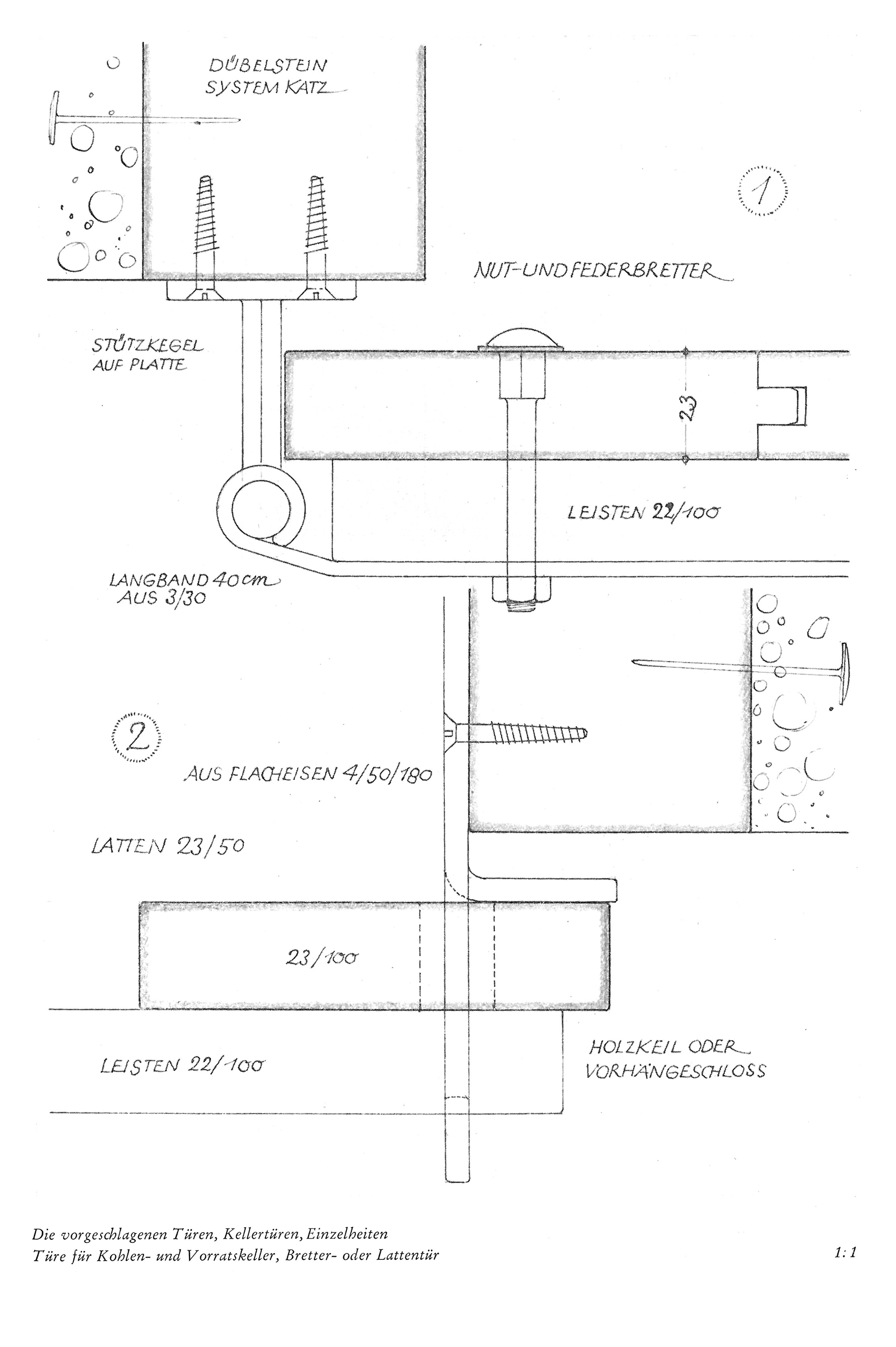 Tafel 60 // Türen für Kohlen- und Vorratskeller, Bretter- oder Lattentür