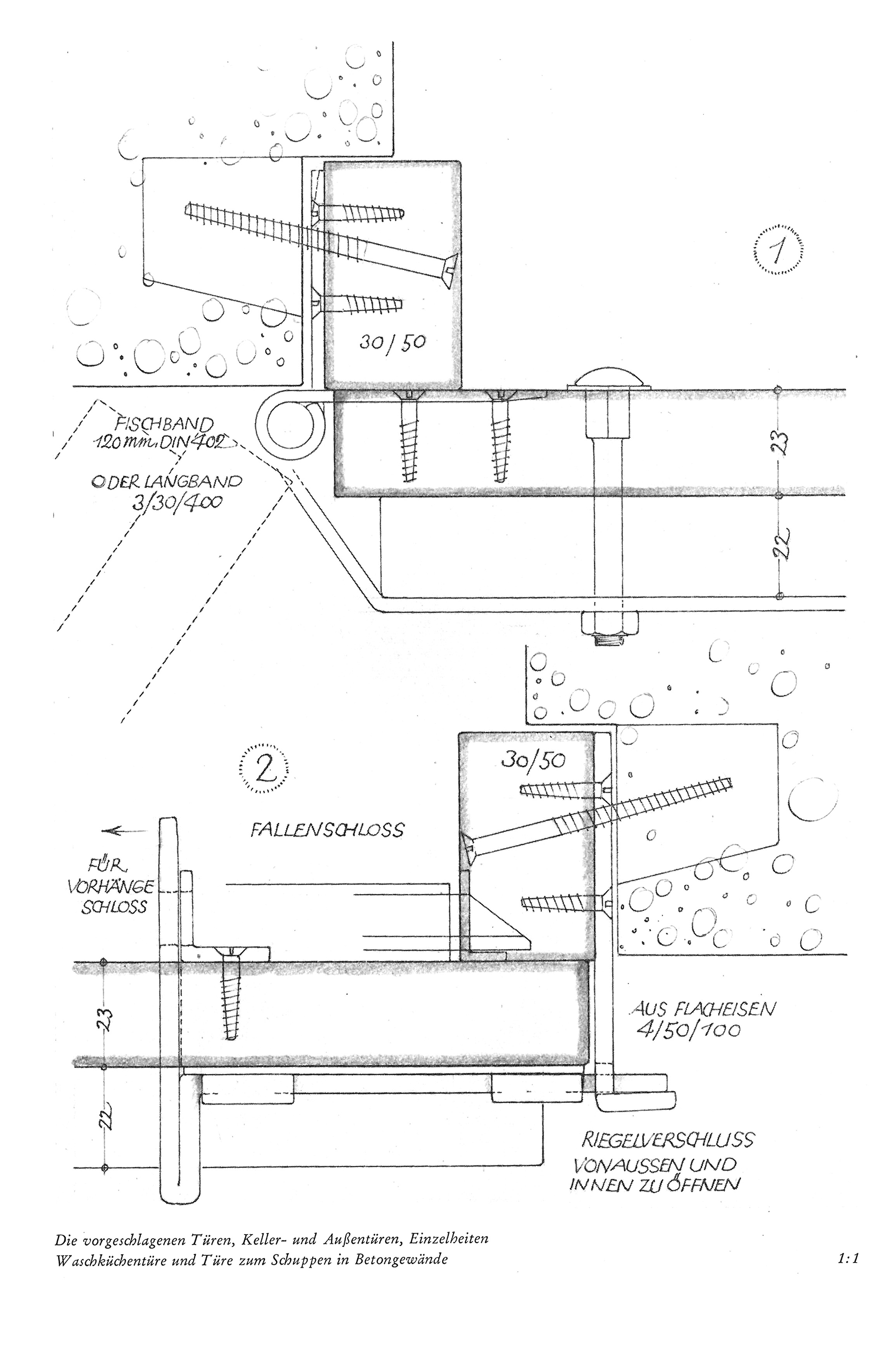 Tafel 61 // Waschküchentüre und Türe zum Schuppen in Betongewände