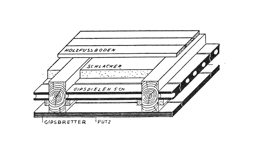 Abb. 41 // Holzbalkendecke mit Gipsdielen