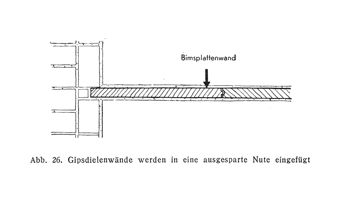 Abb. 26. // Gipsdielenwände werden in eine ausgesparte Nute eingefügt